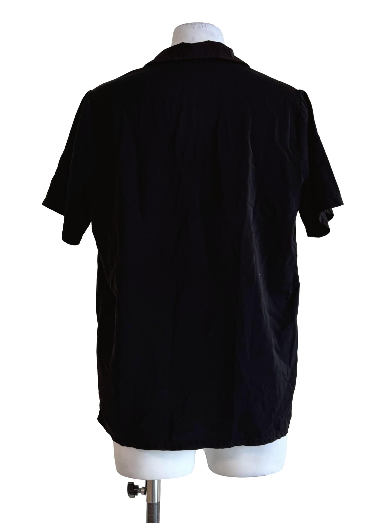 Shiny Black Short Sleeve Shirt