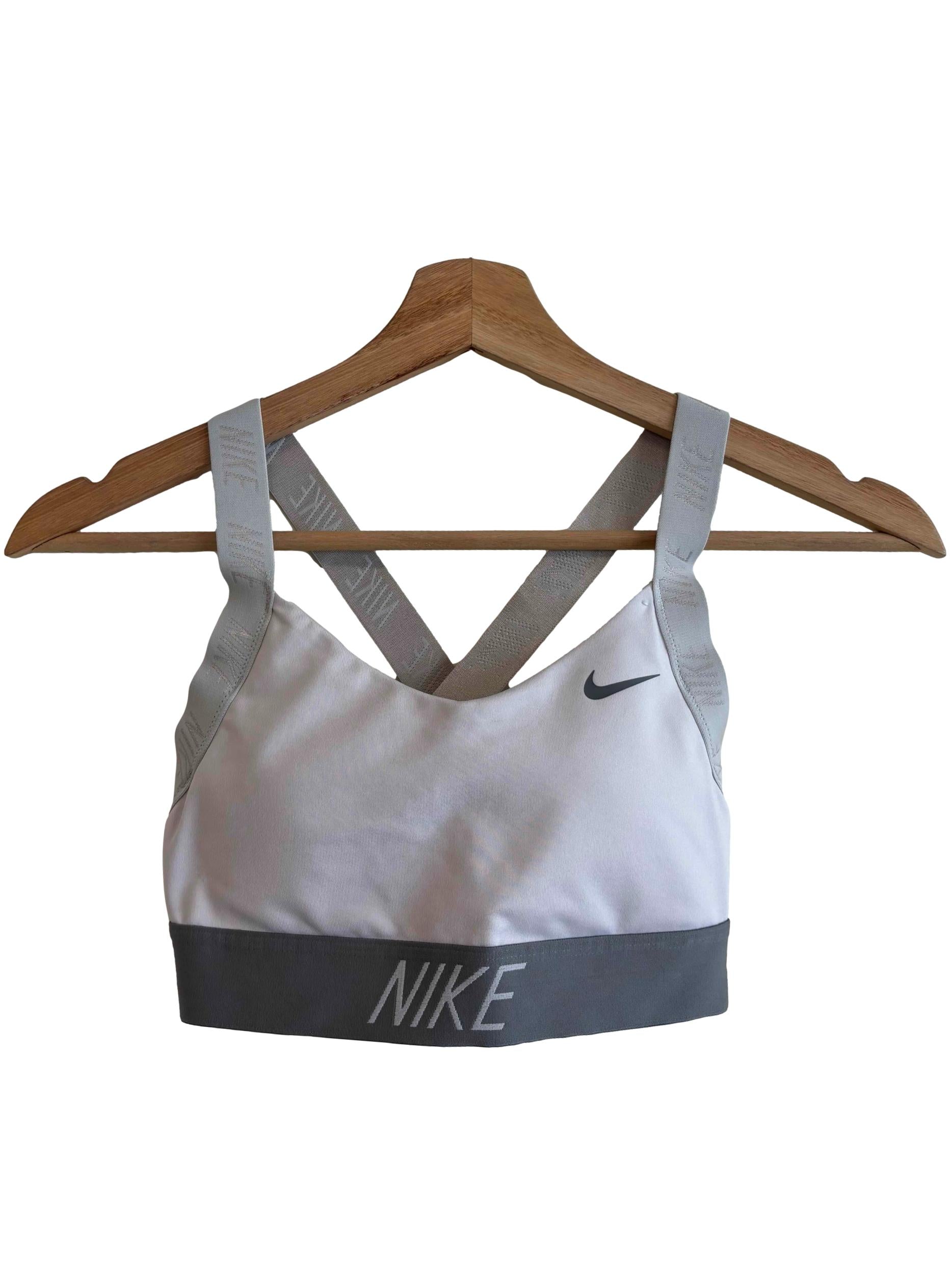 Grey White Padded Sports Bra