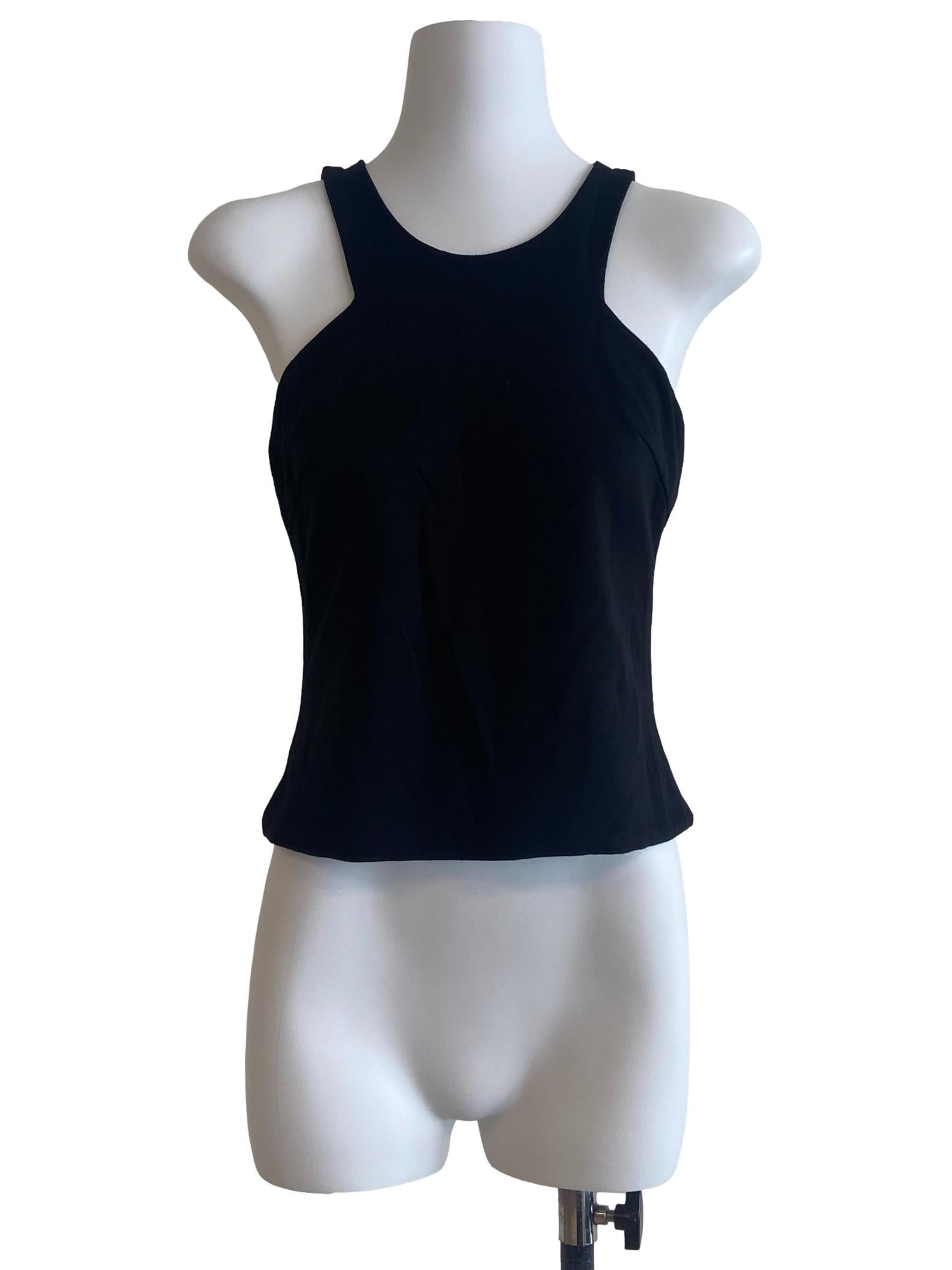 Black Sleeveless Jewel Neck Top