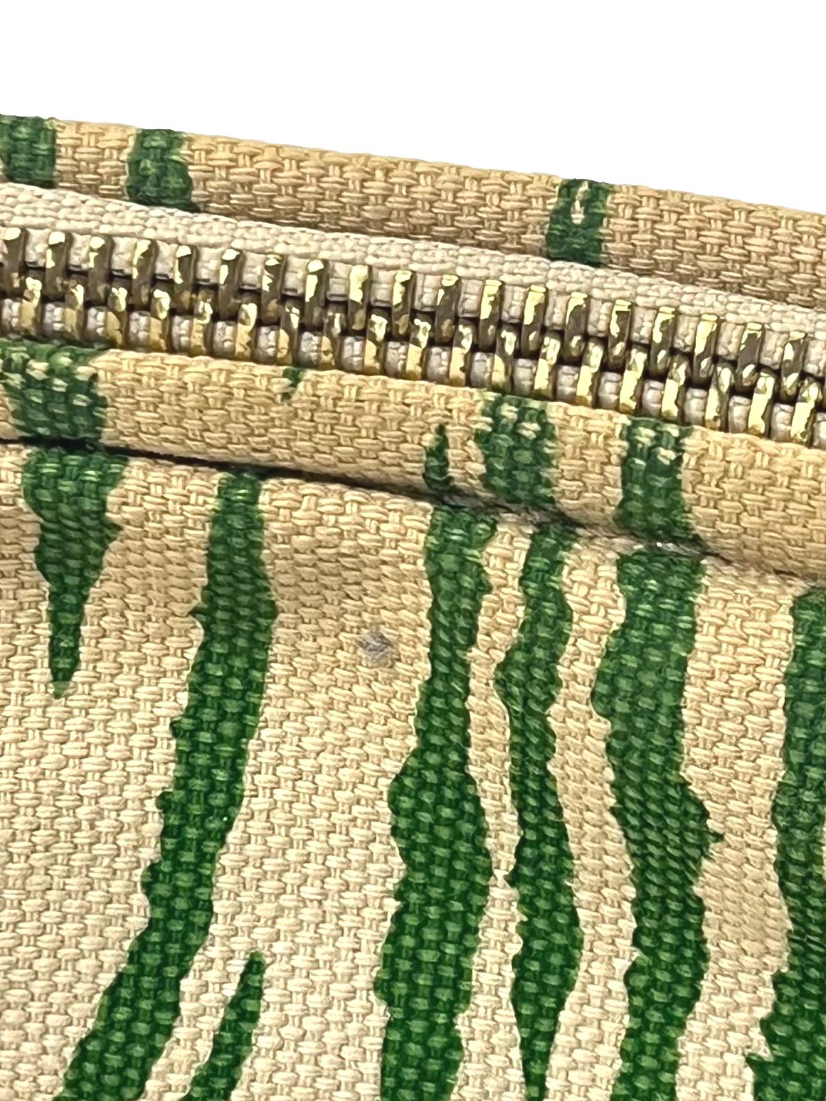 Green Zebra Print Canvas Shoulder Bag