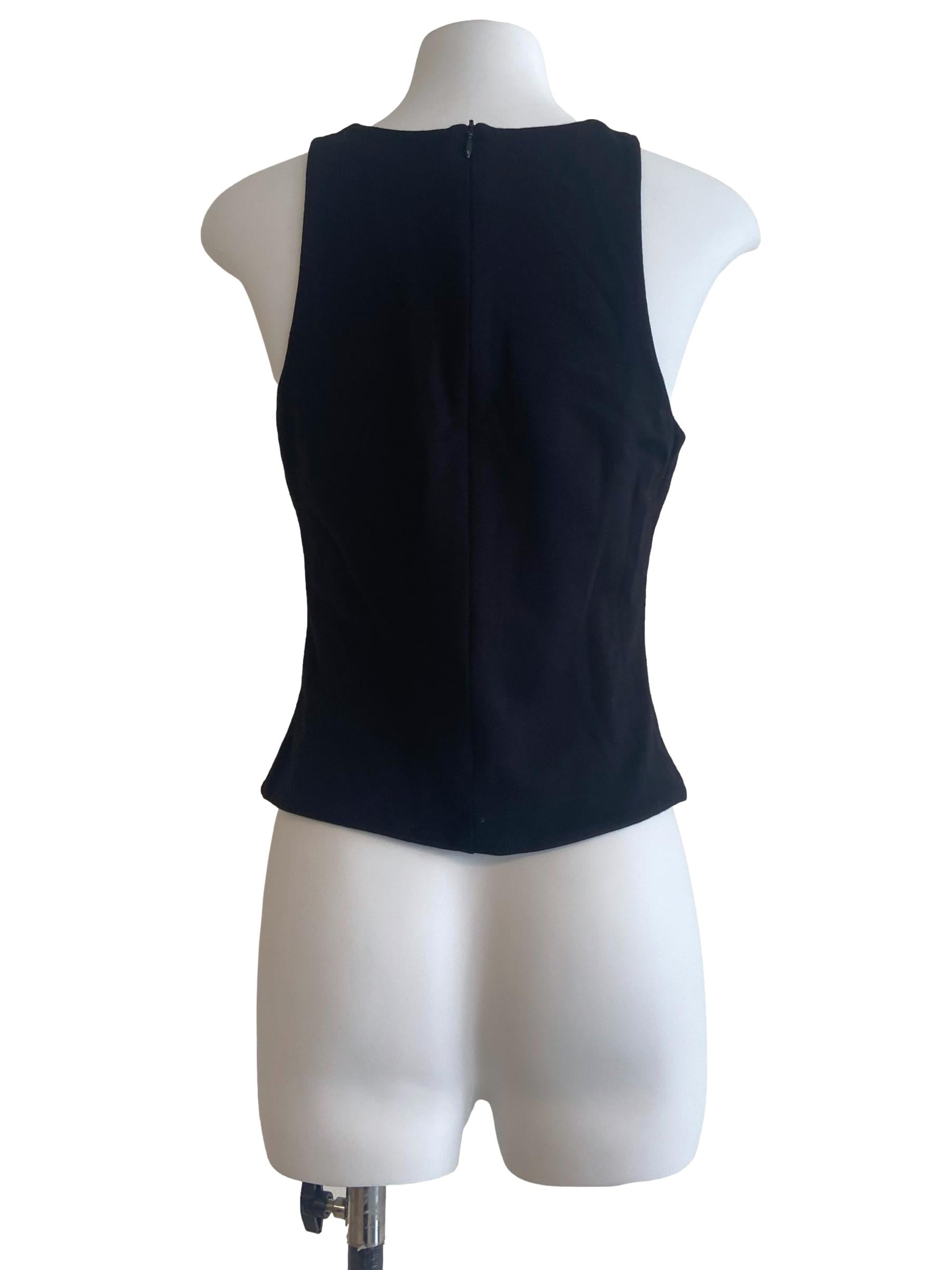 Black Sleeveless Jewel Neck Top