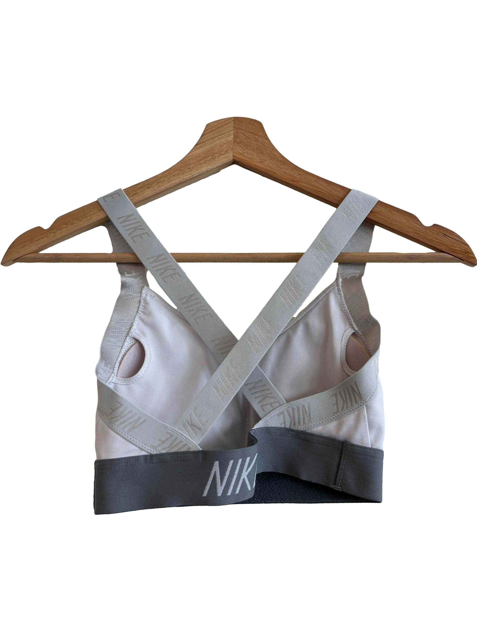 Grey White Padded Sports Bra