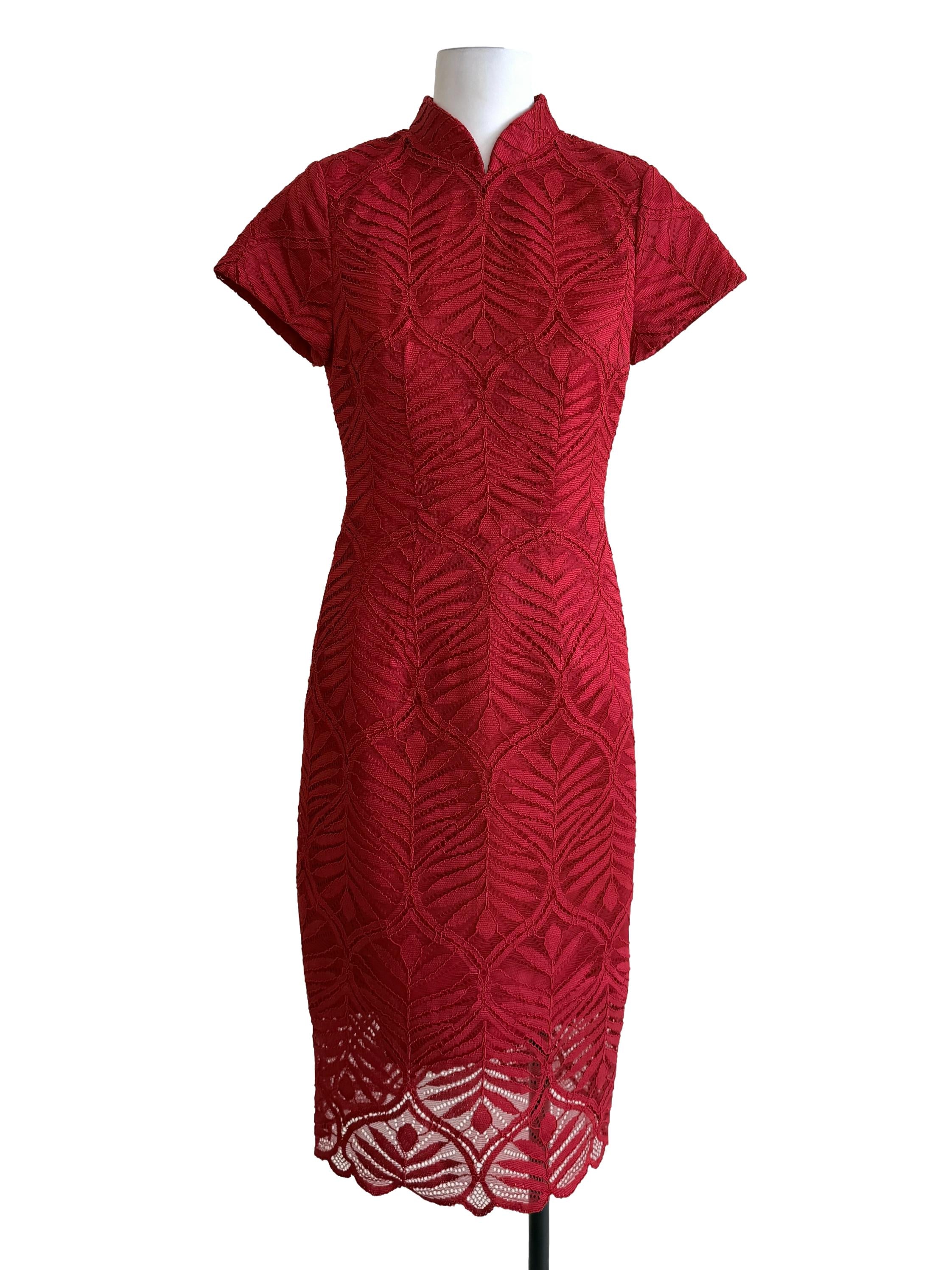 Crimson Red Cheongsam Dress