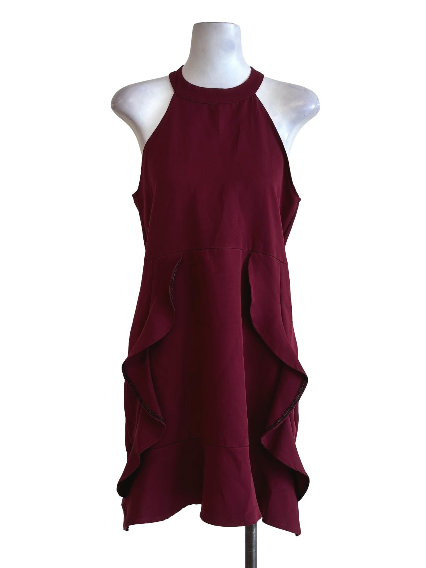 Carmine Red Apron Neck Dress