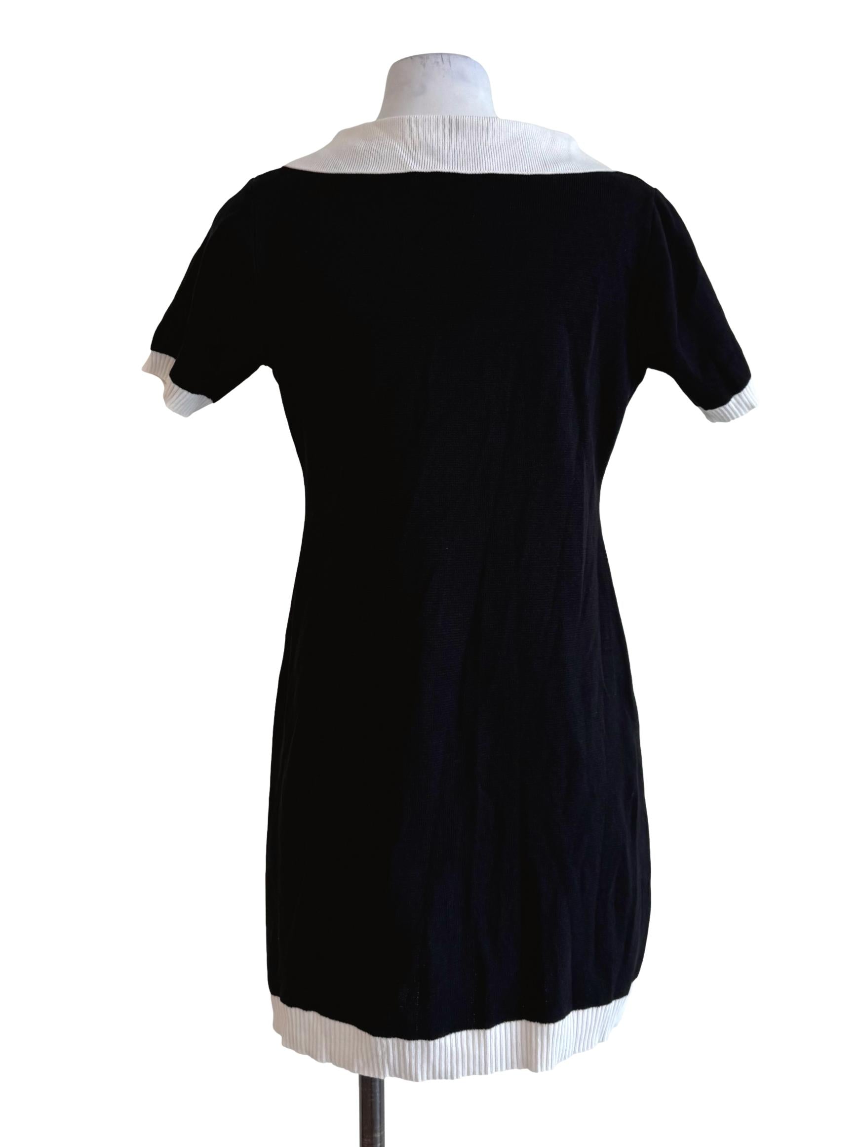 Textured Black With White Border Dress