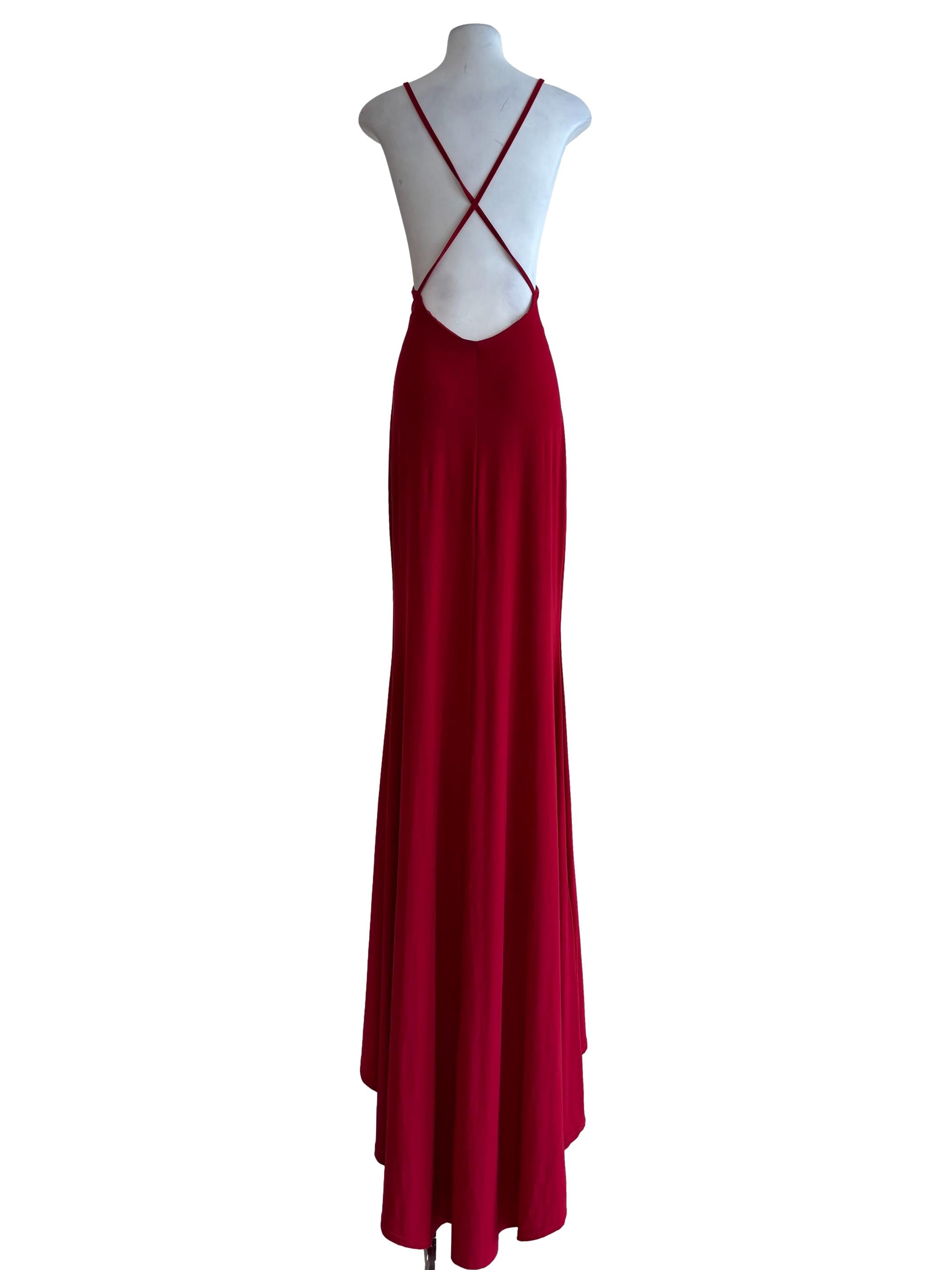 Red Bodycon Maxi Train Dress