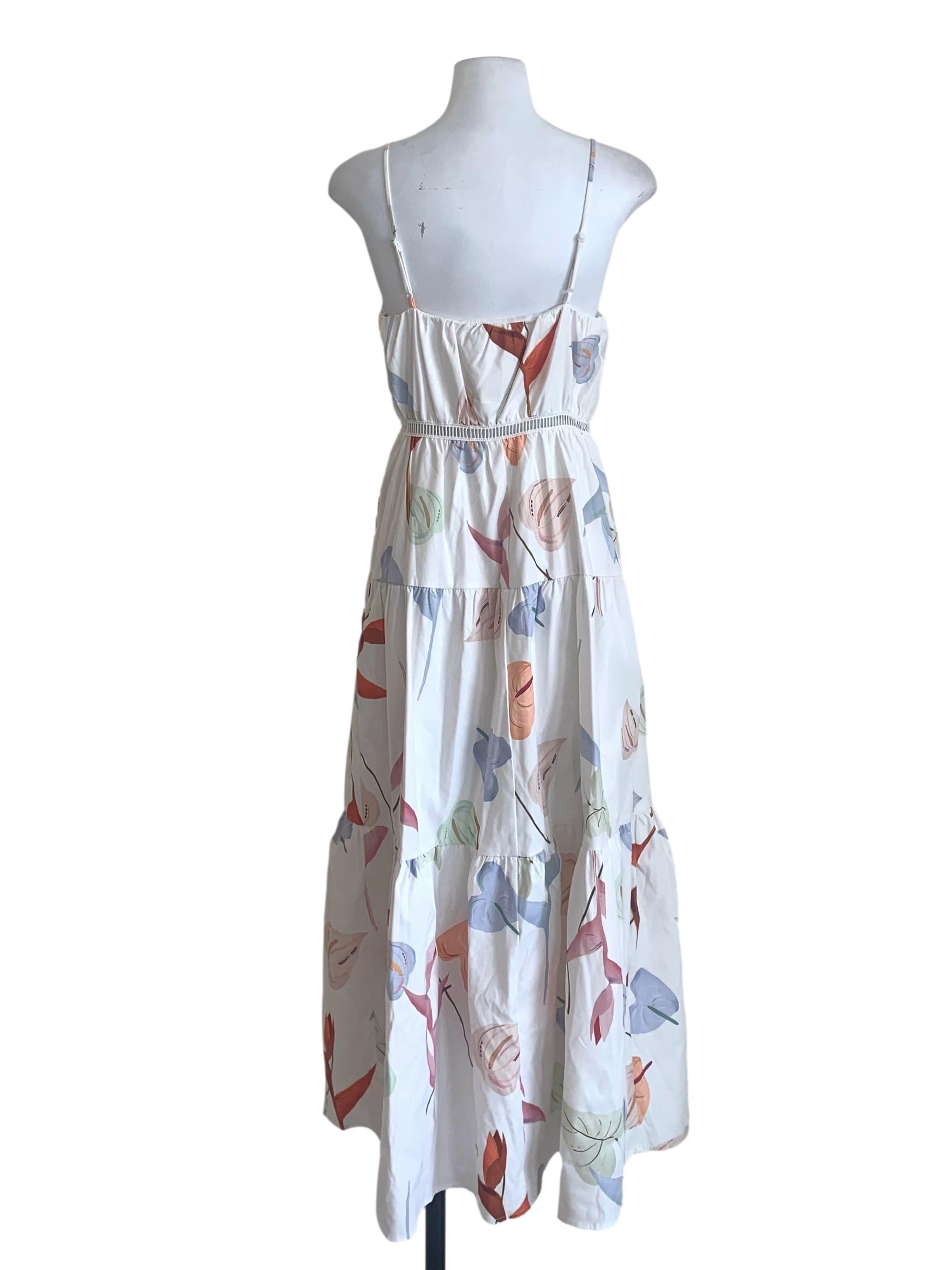 Chiffon White Floral Pattern Dress LB