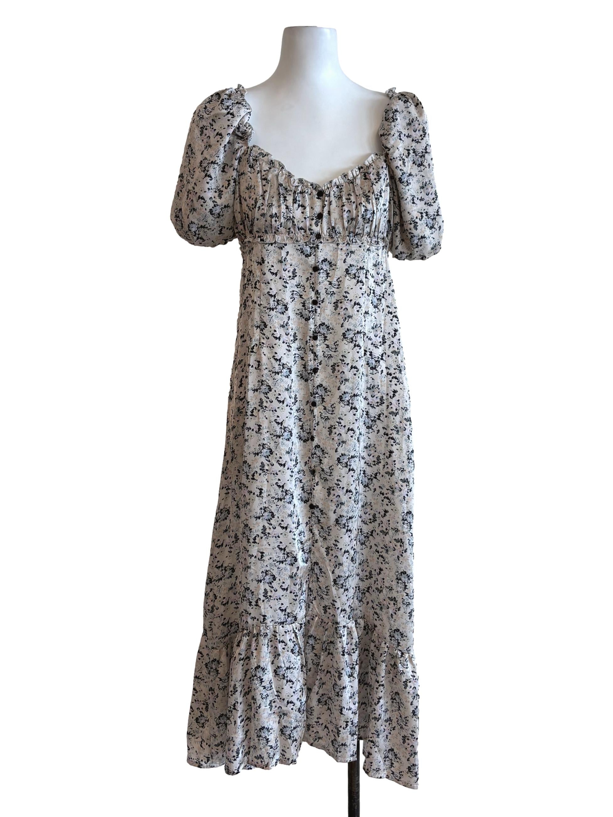 Light Grey Floral Empire Dress
