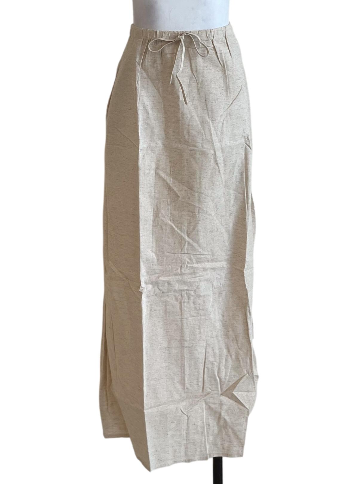 Beige Jaden Linen Drawstring Maxi Skirt