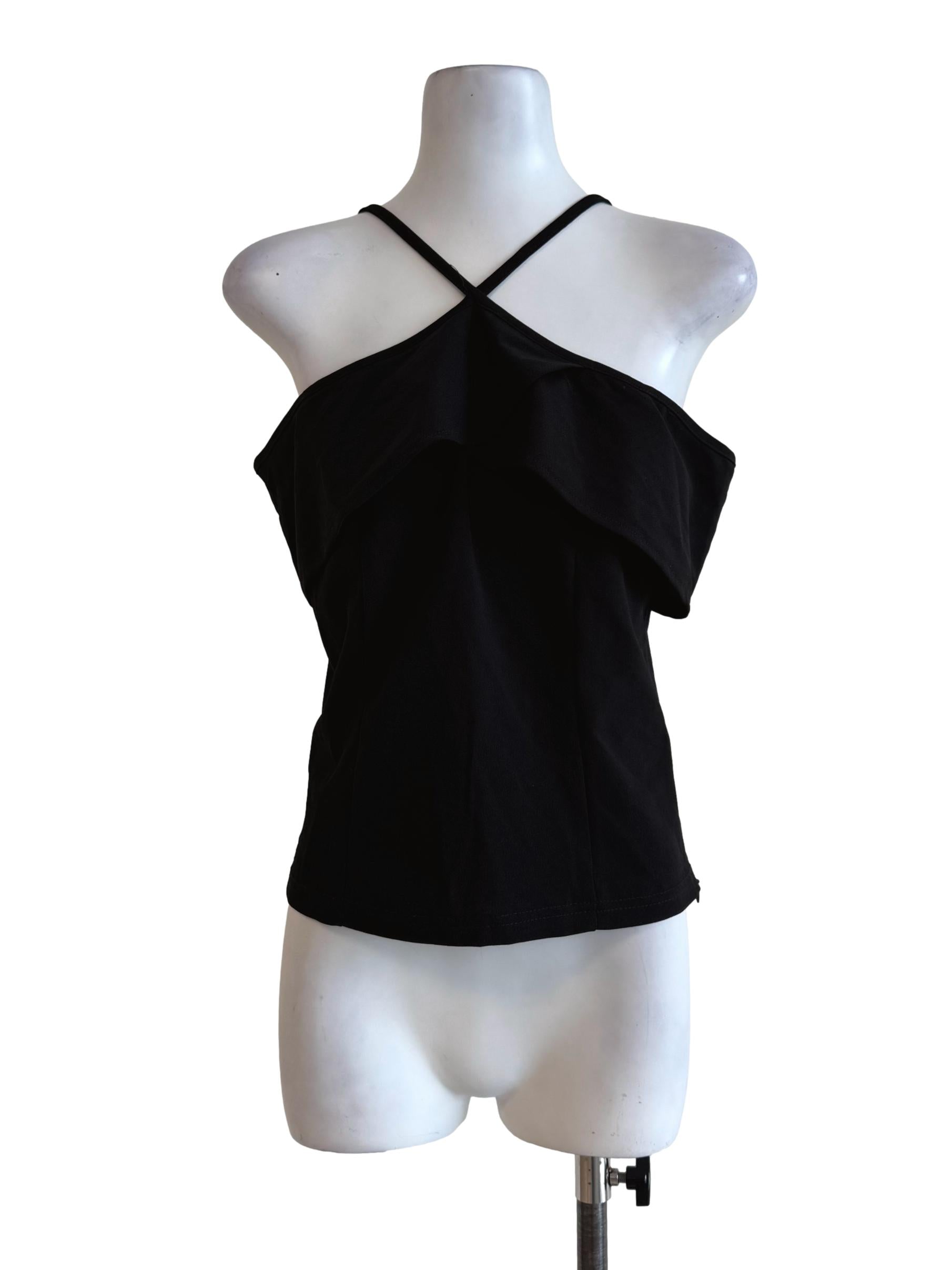 Ink Black Cross Neck Top