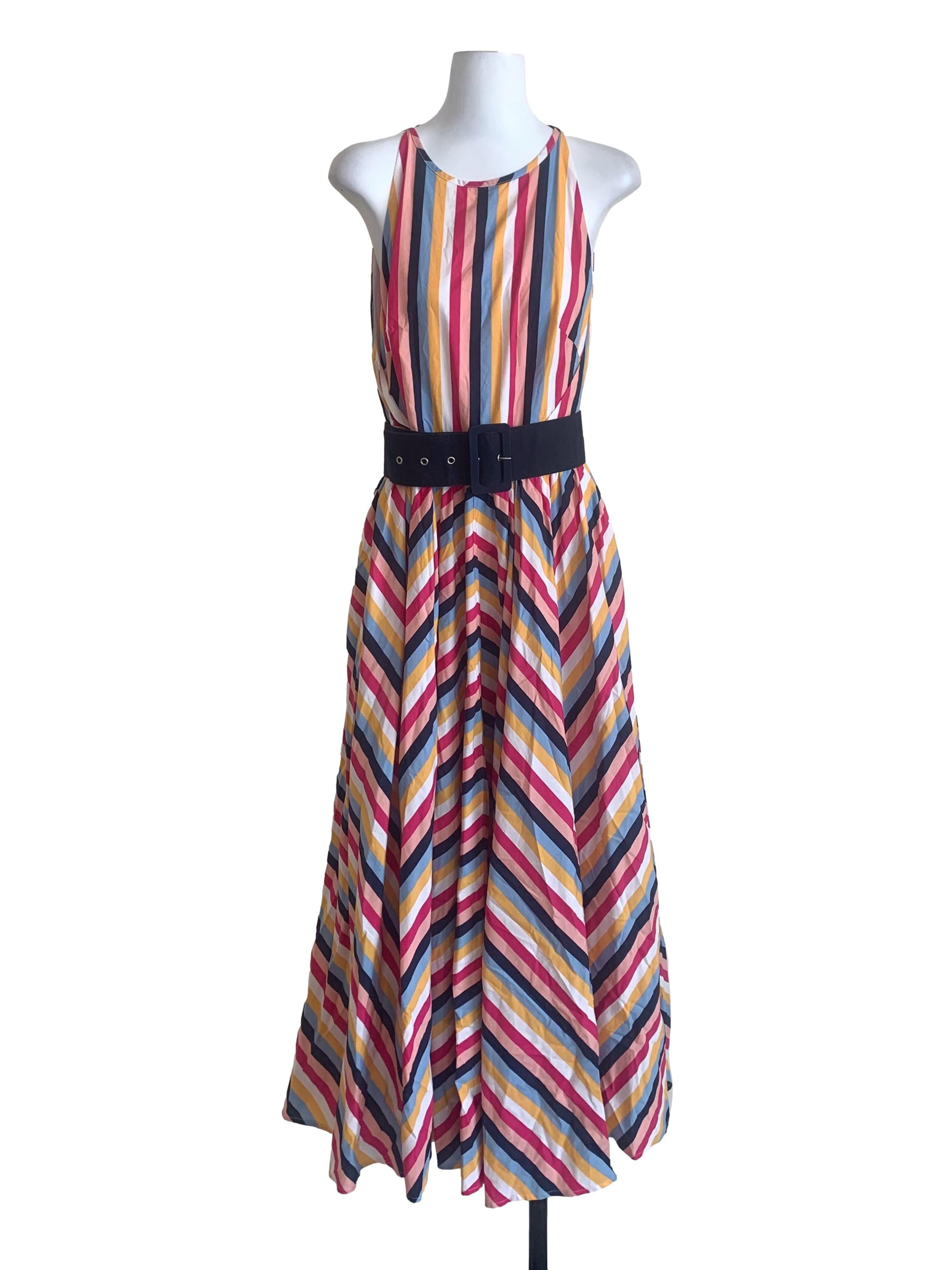 Pink Multicolour Stripe Pattern Dress