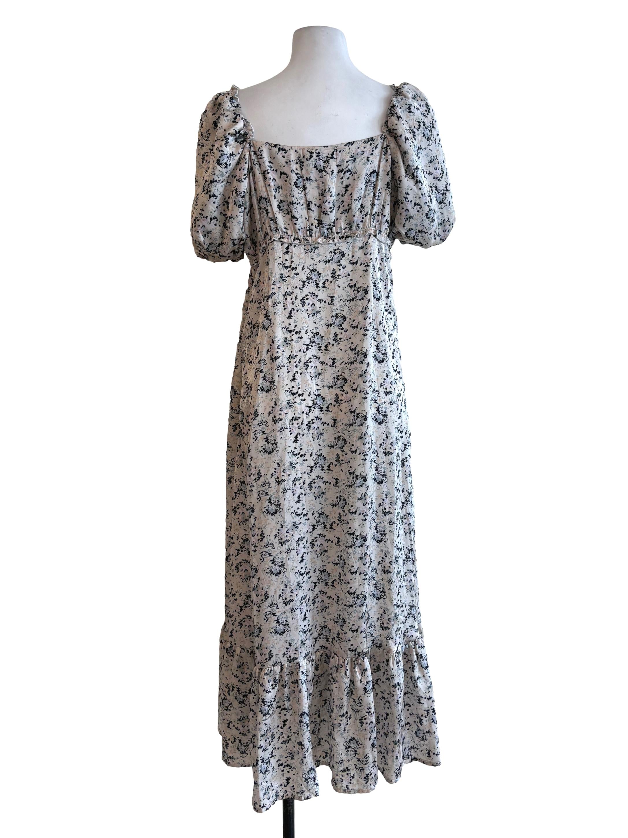 Light Grey Floral Empire Dress