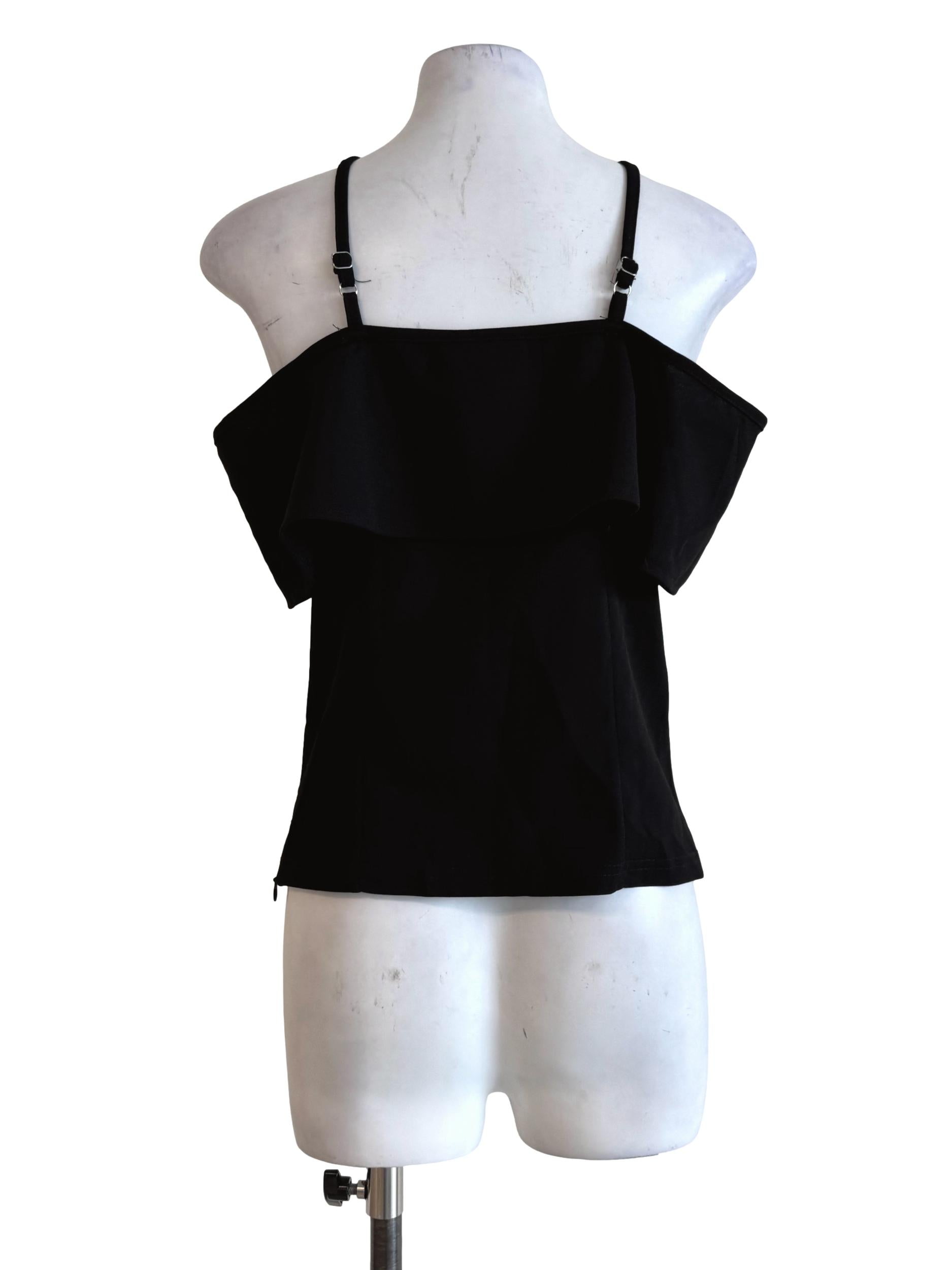Ink Black Cross Neck Top