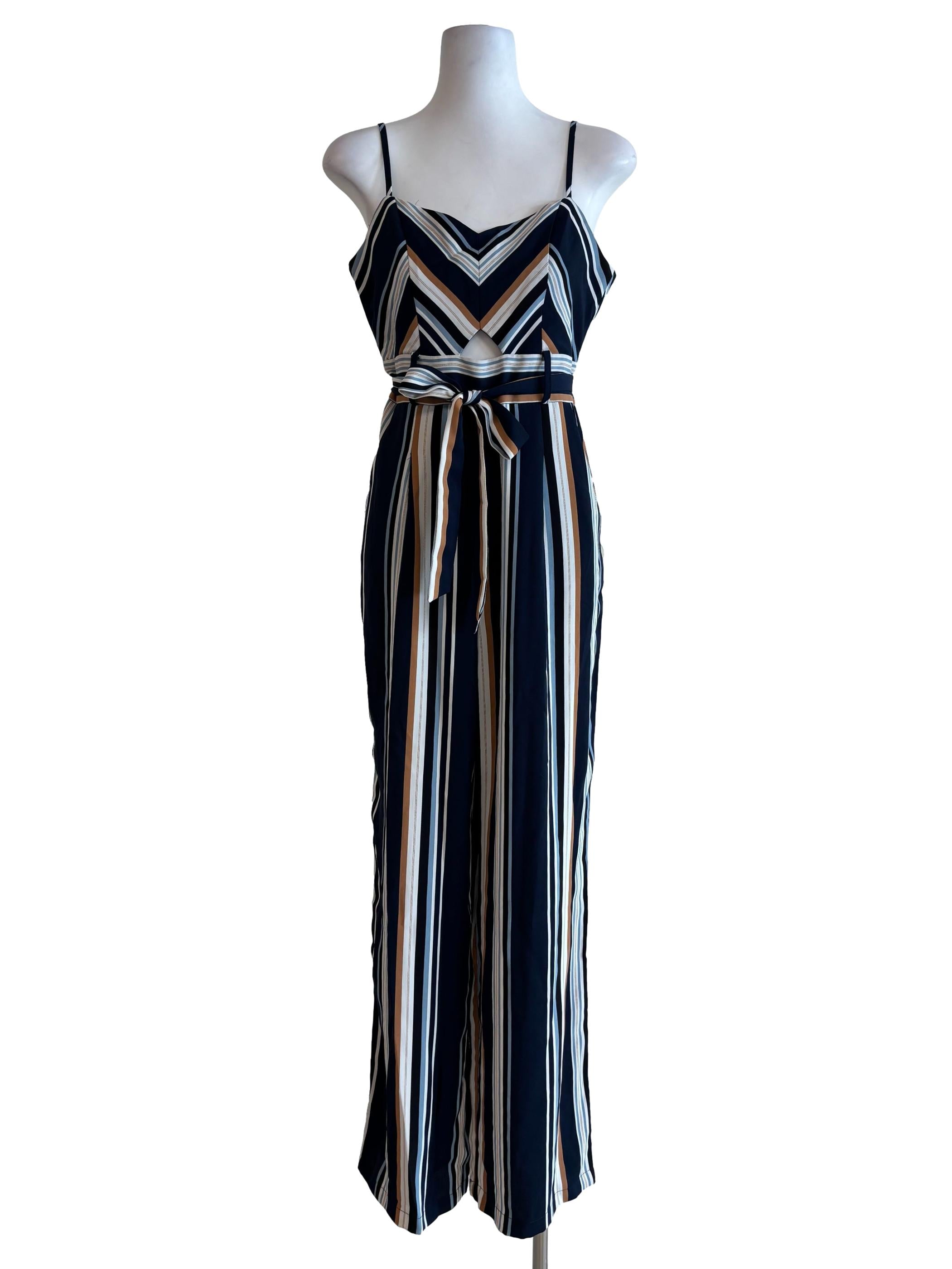 Navy Blue Multicolor Striped Jumpsuit