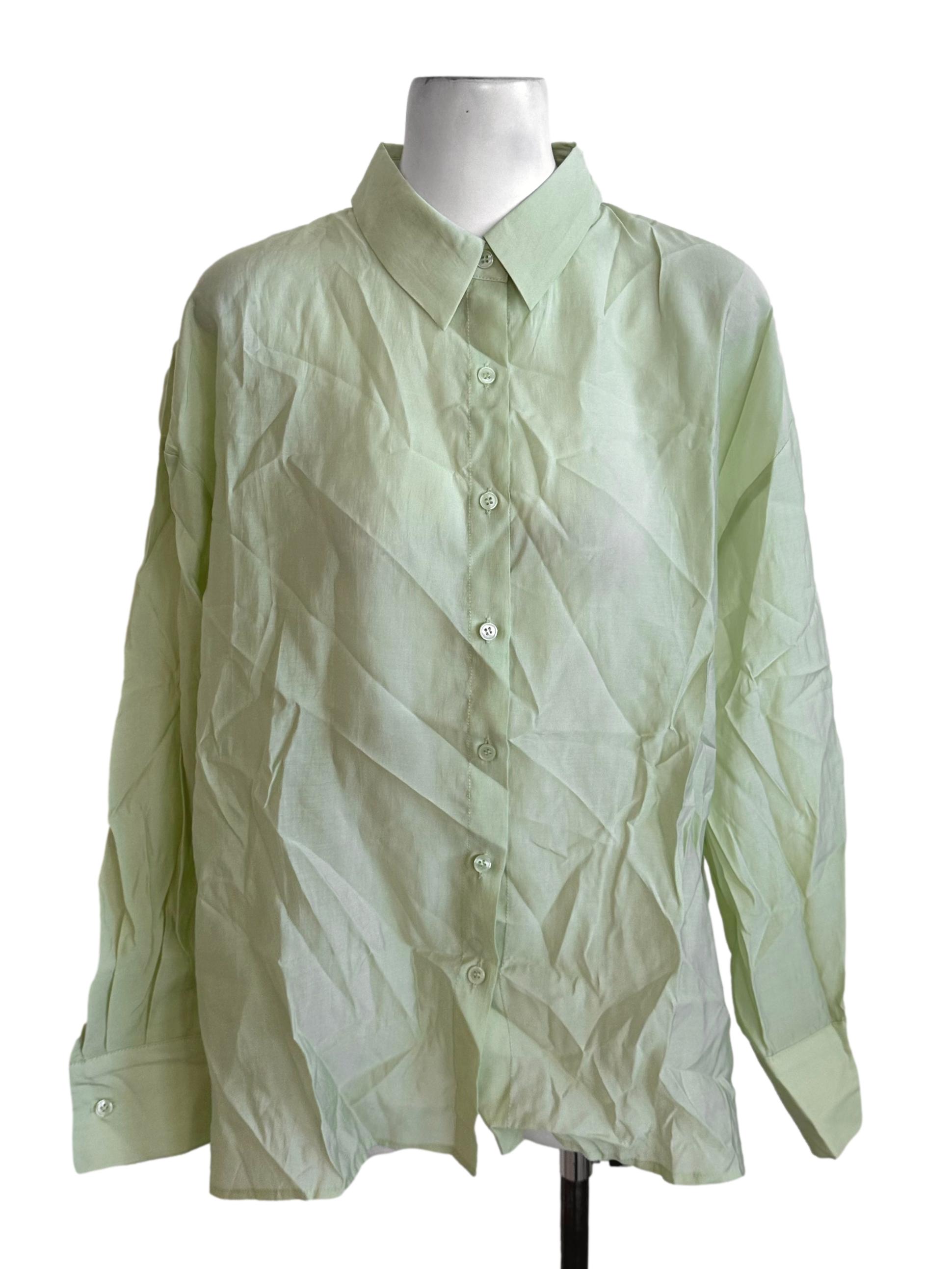 Lime Green Collar Button Top