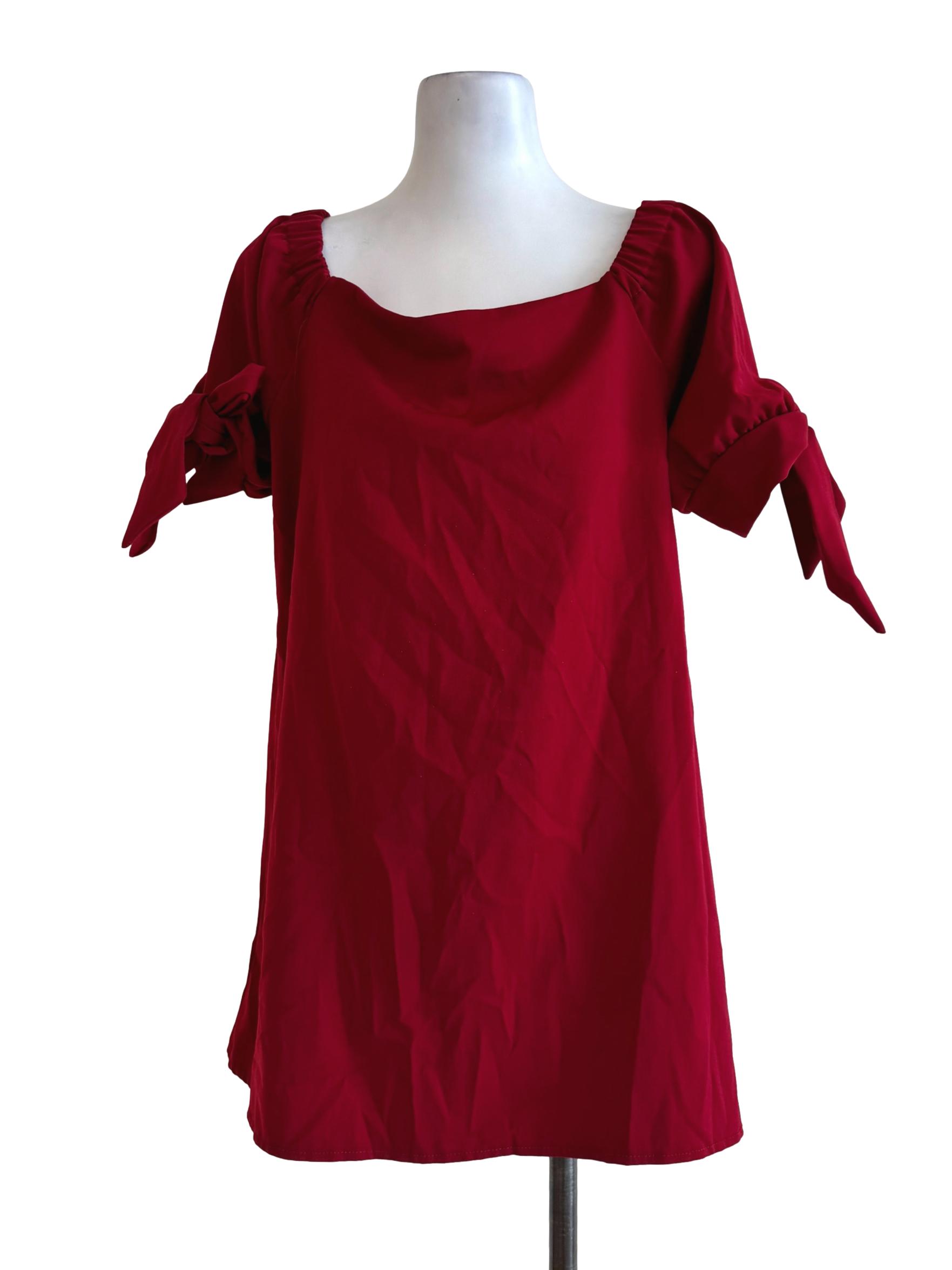 Blood Red Scoop Neck Dress