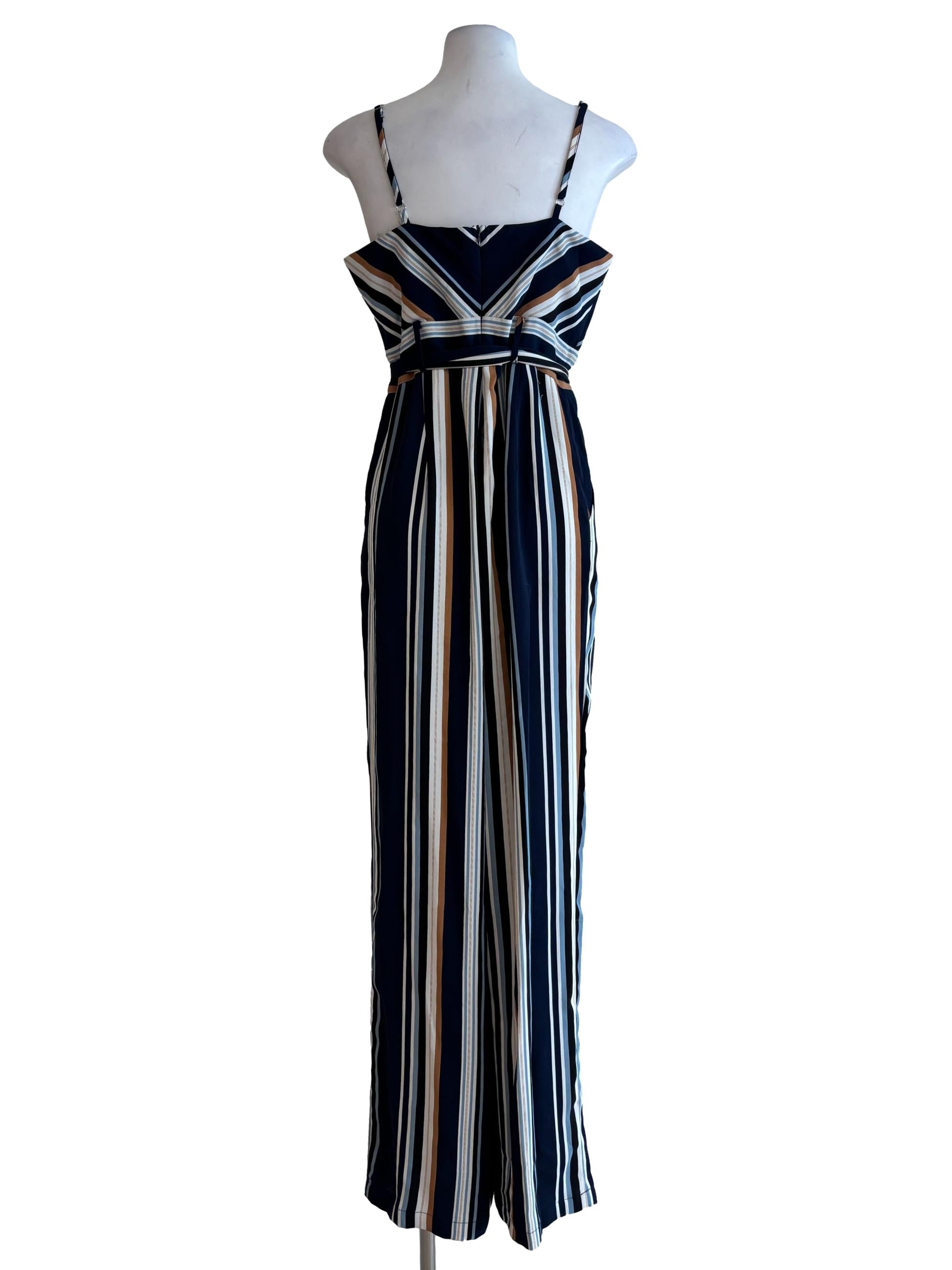 Navy Blue Multicolor Striped Jumpsuit