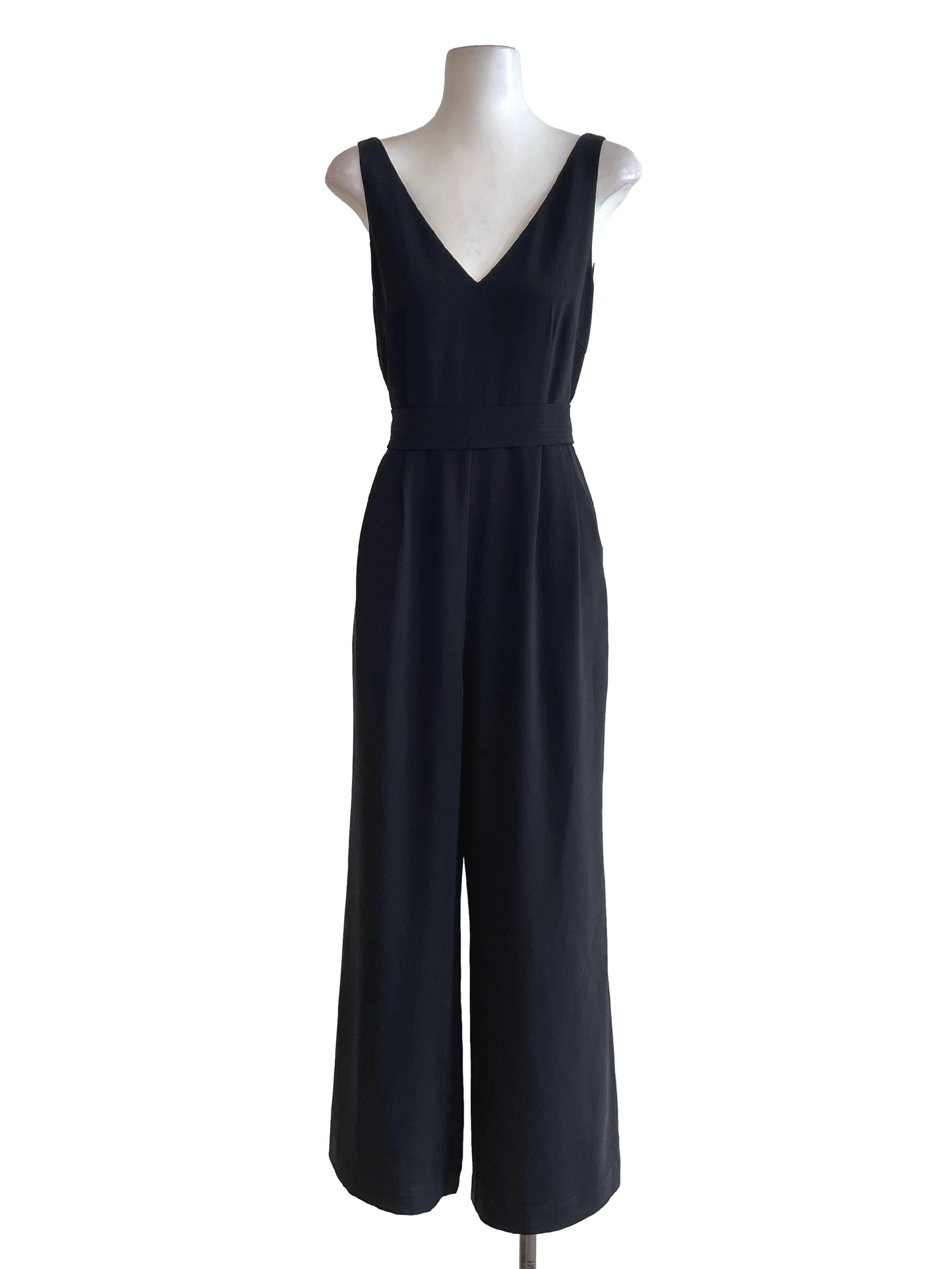 Black Pleated Sleeveless Jumpsuit OSN