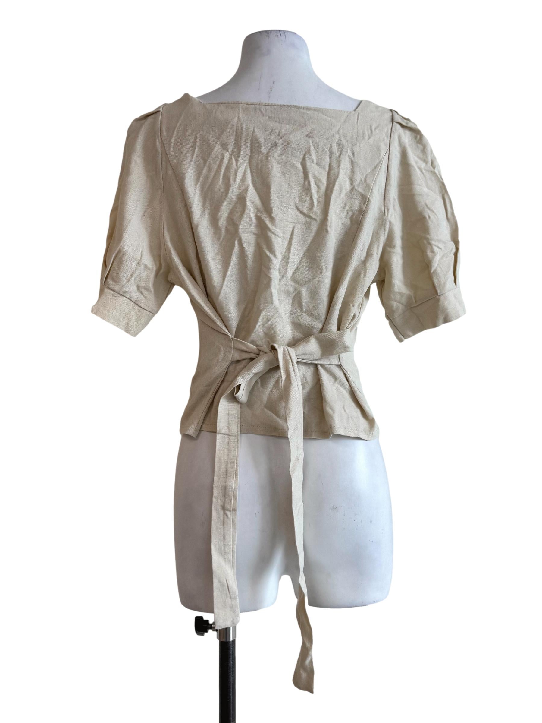 Sand Beige Square Neck Top