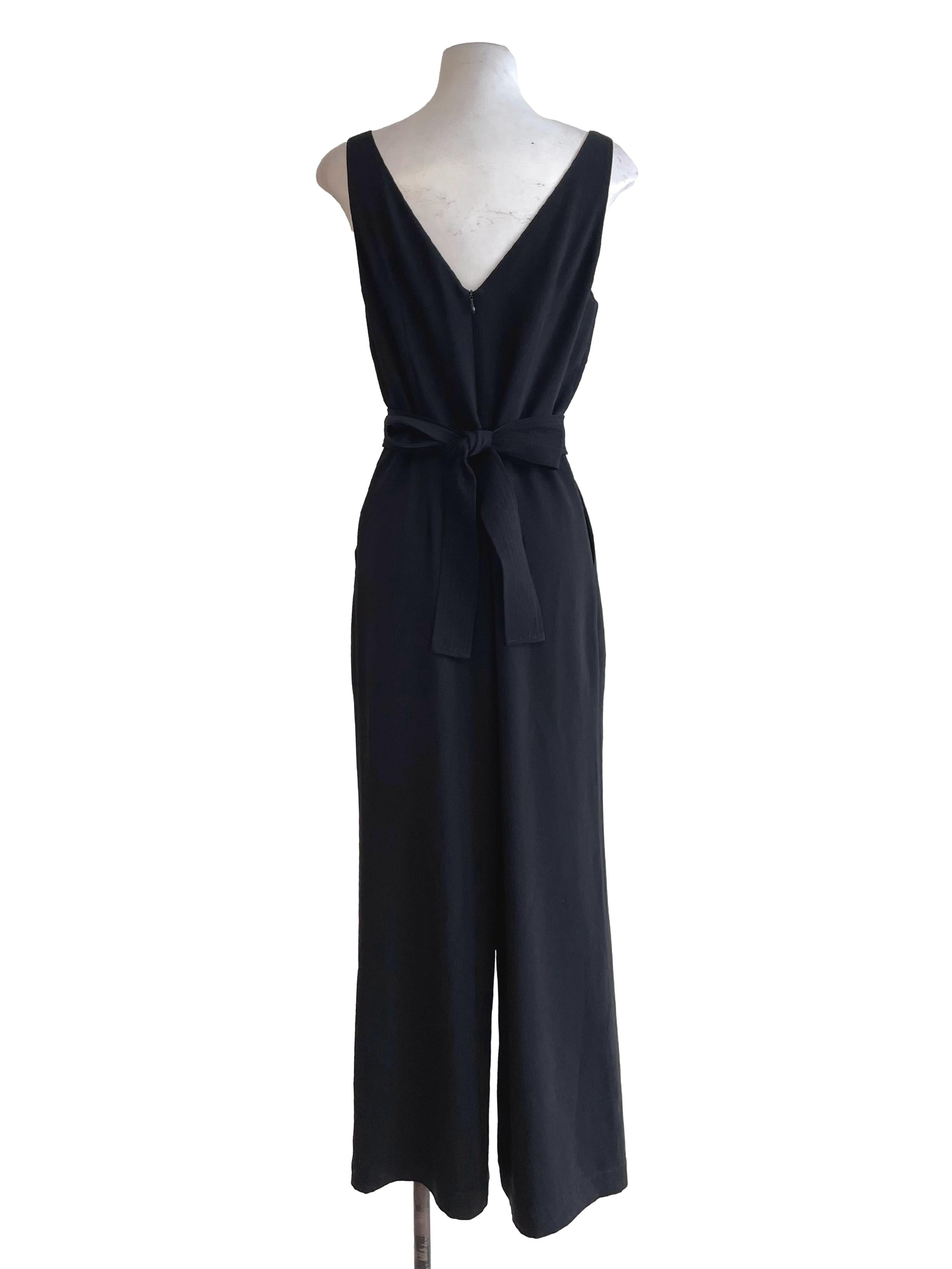 Black Pleated Sleeveless Jumpsuit OSN