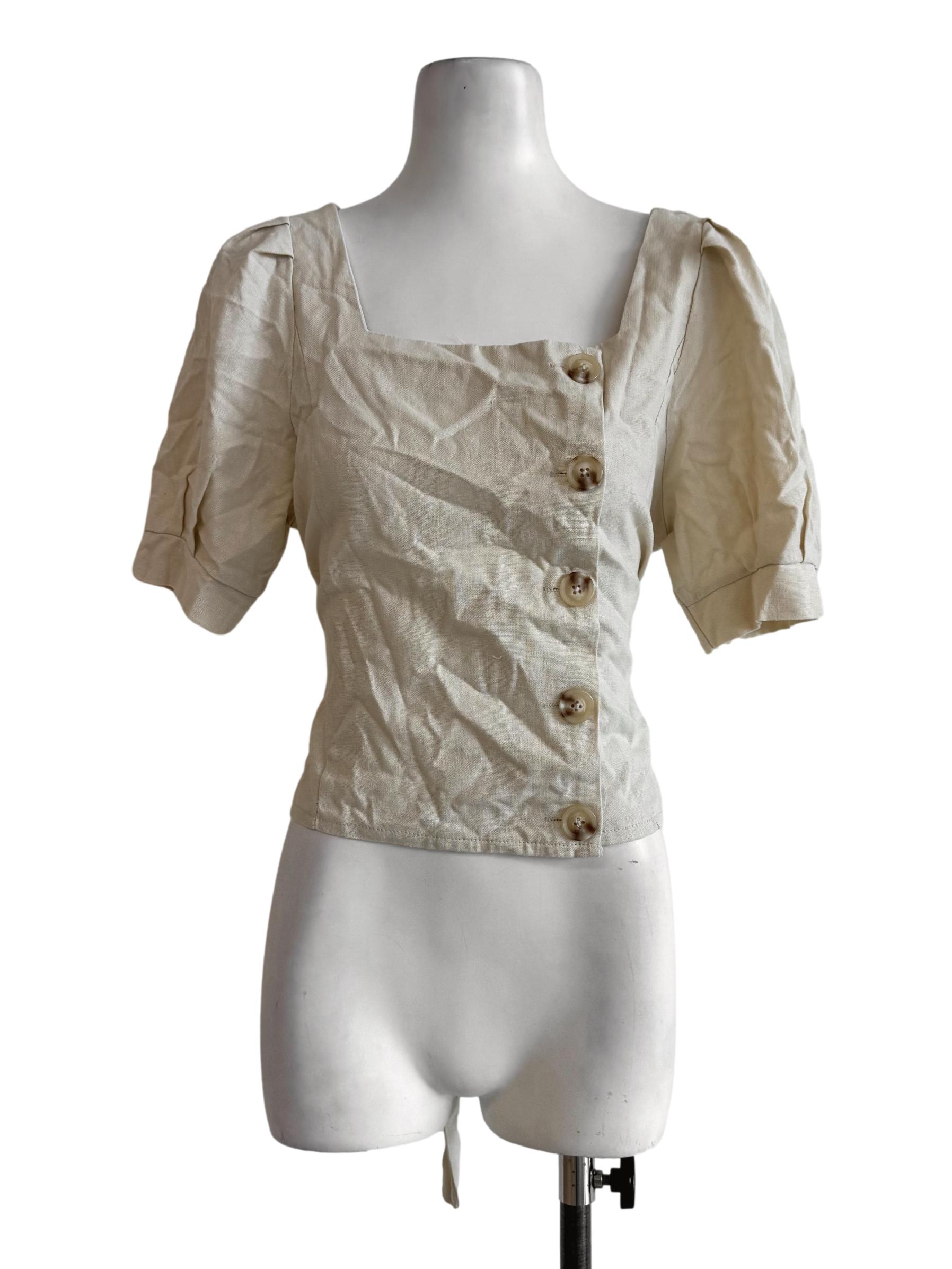 Sand Beige Square Neck Top