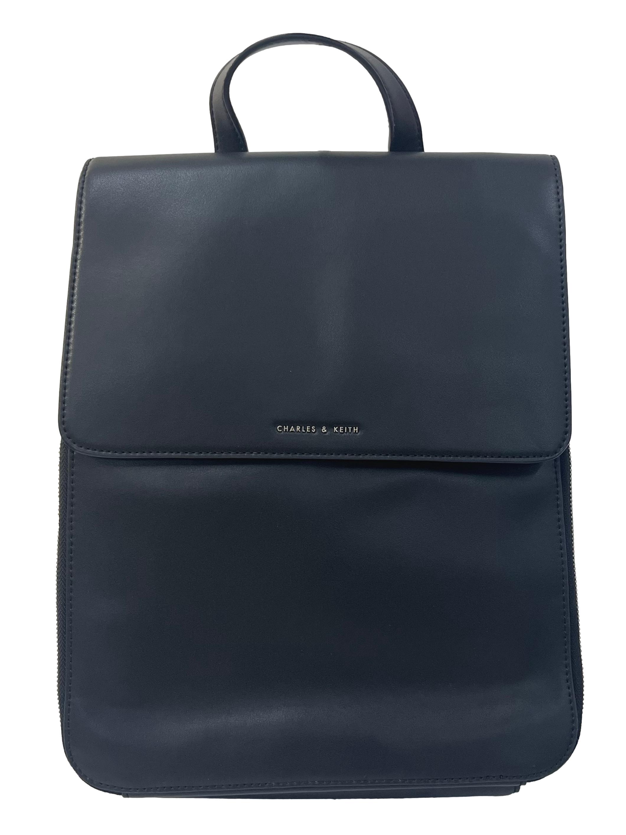 Black Octavia Front Flap Structured Backpack
