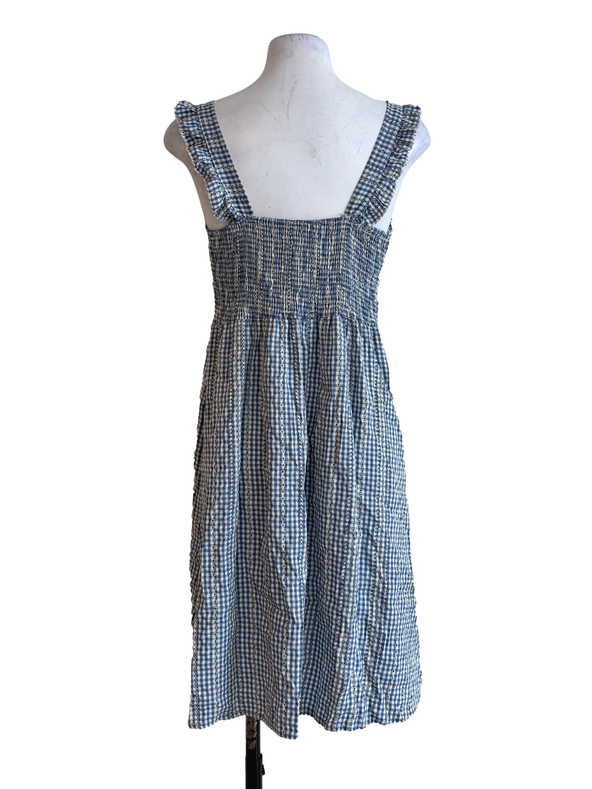 Dusty Blue Gingham Empire Dress