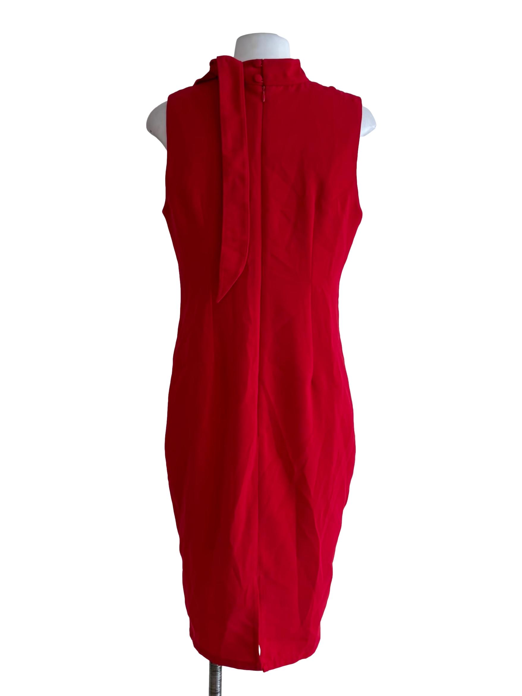 Crimson Red High Neck Sleeveless Dress