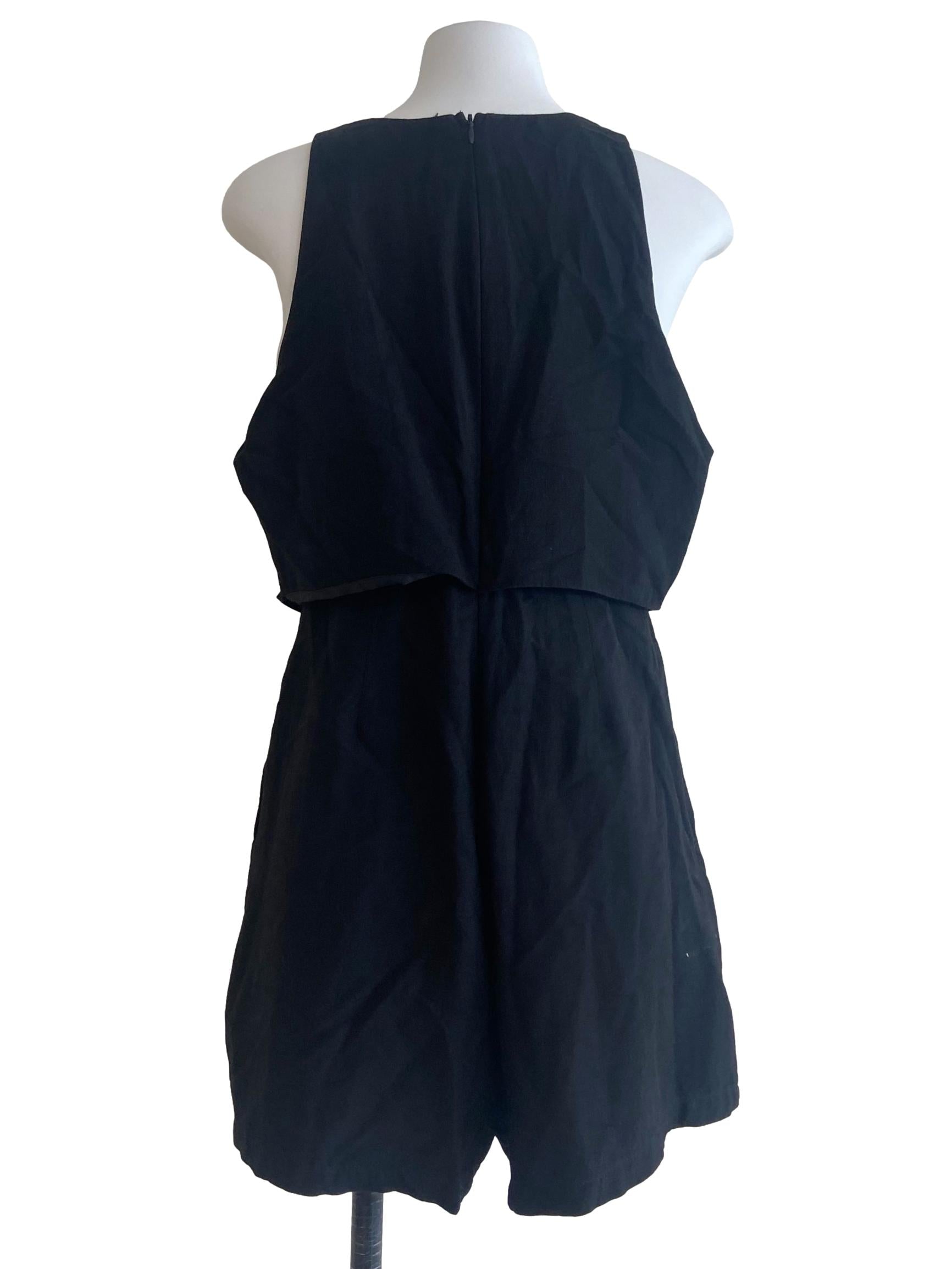 Black Sleeveless Twill Romper