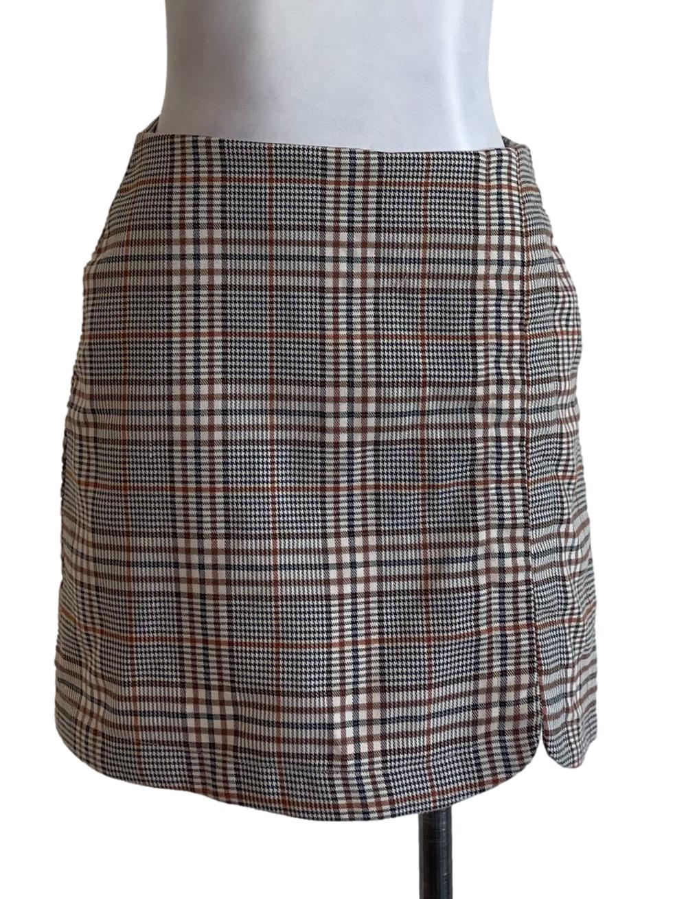 Brown Checked Skirt