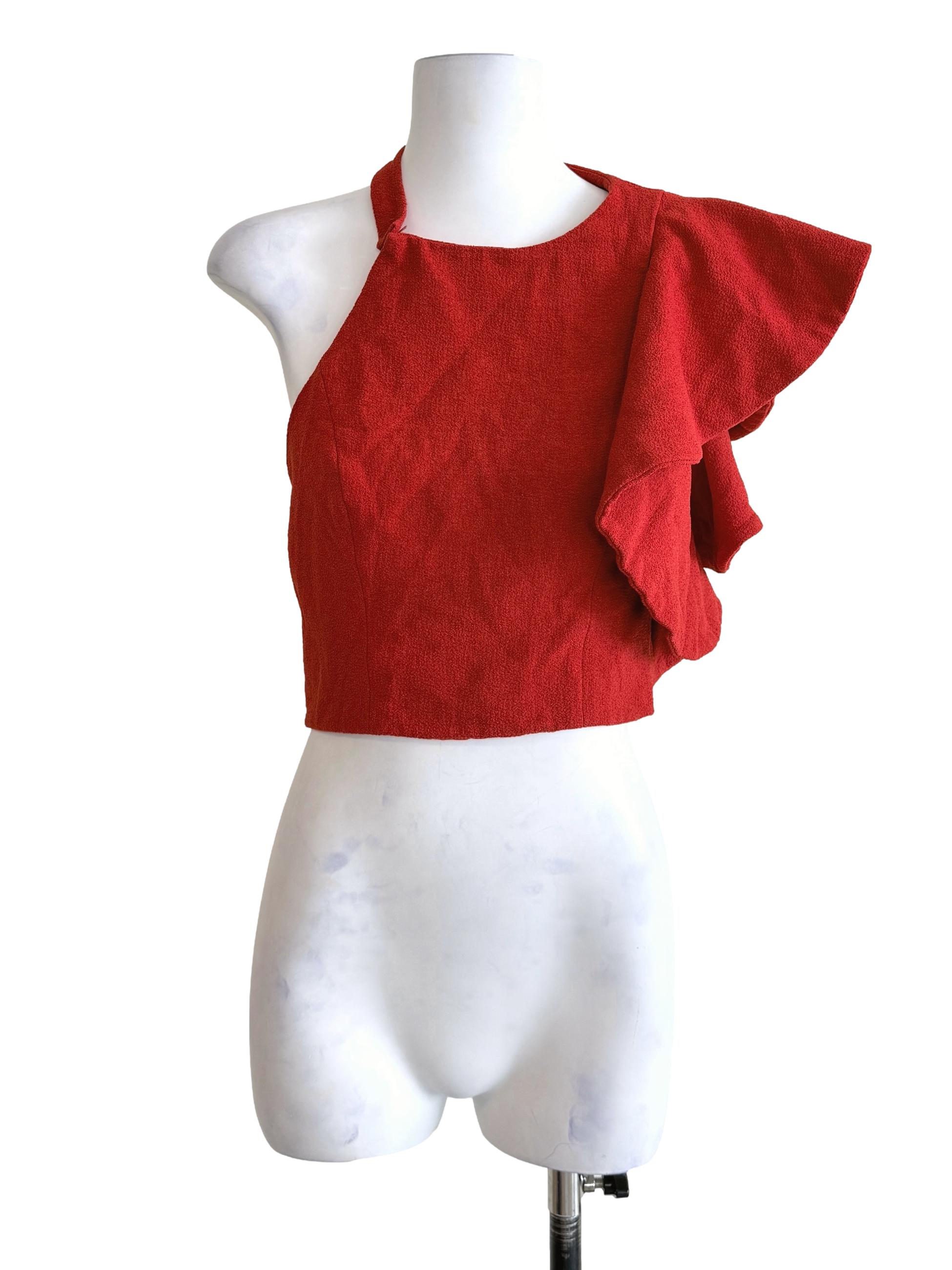 Candy Red Side Ruffle Top