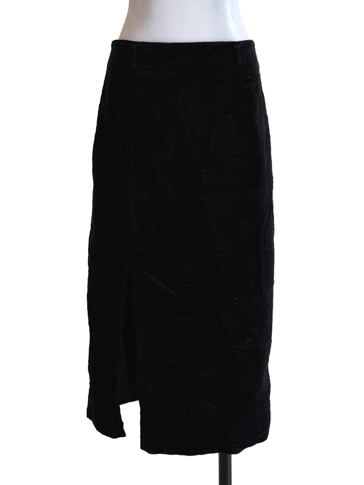 Velvet Black Side Slip Skirt