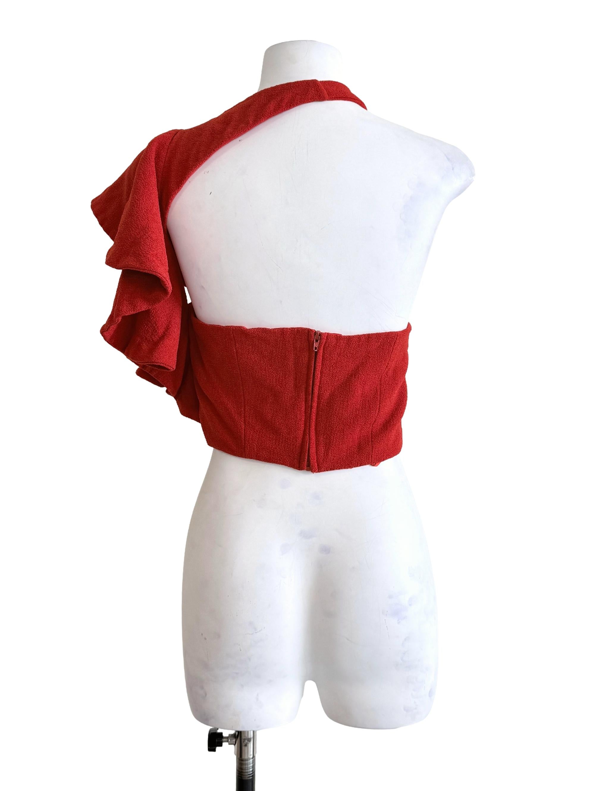 Candy Red Side Ruffle Top