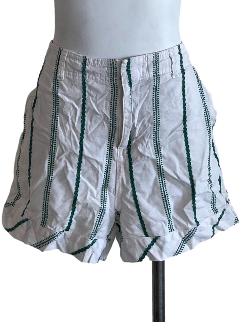 White Green Stripe Shorts
