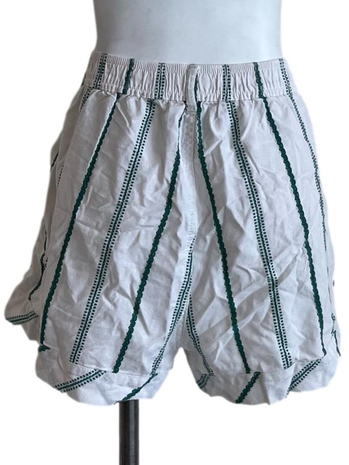 White Green Stripe Shorts
