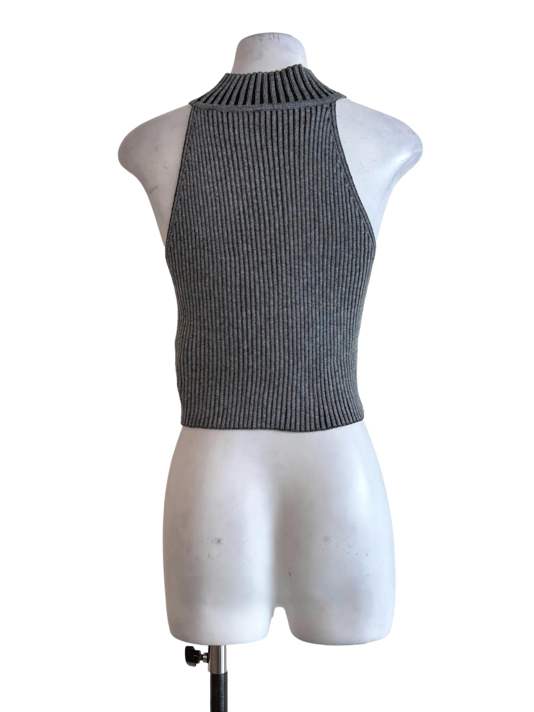 Steel Grey Knitted Sleeveless Top