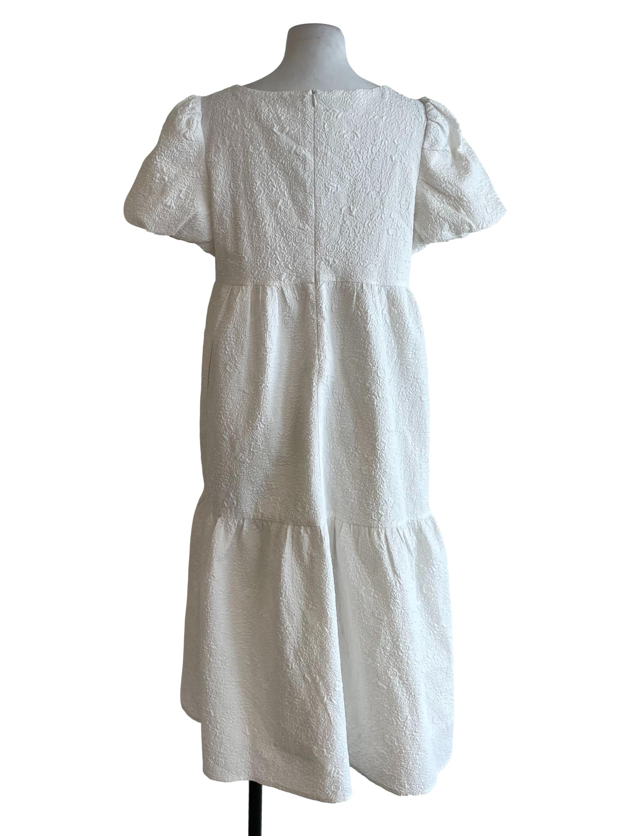 White Puffy Tiered Dress