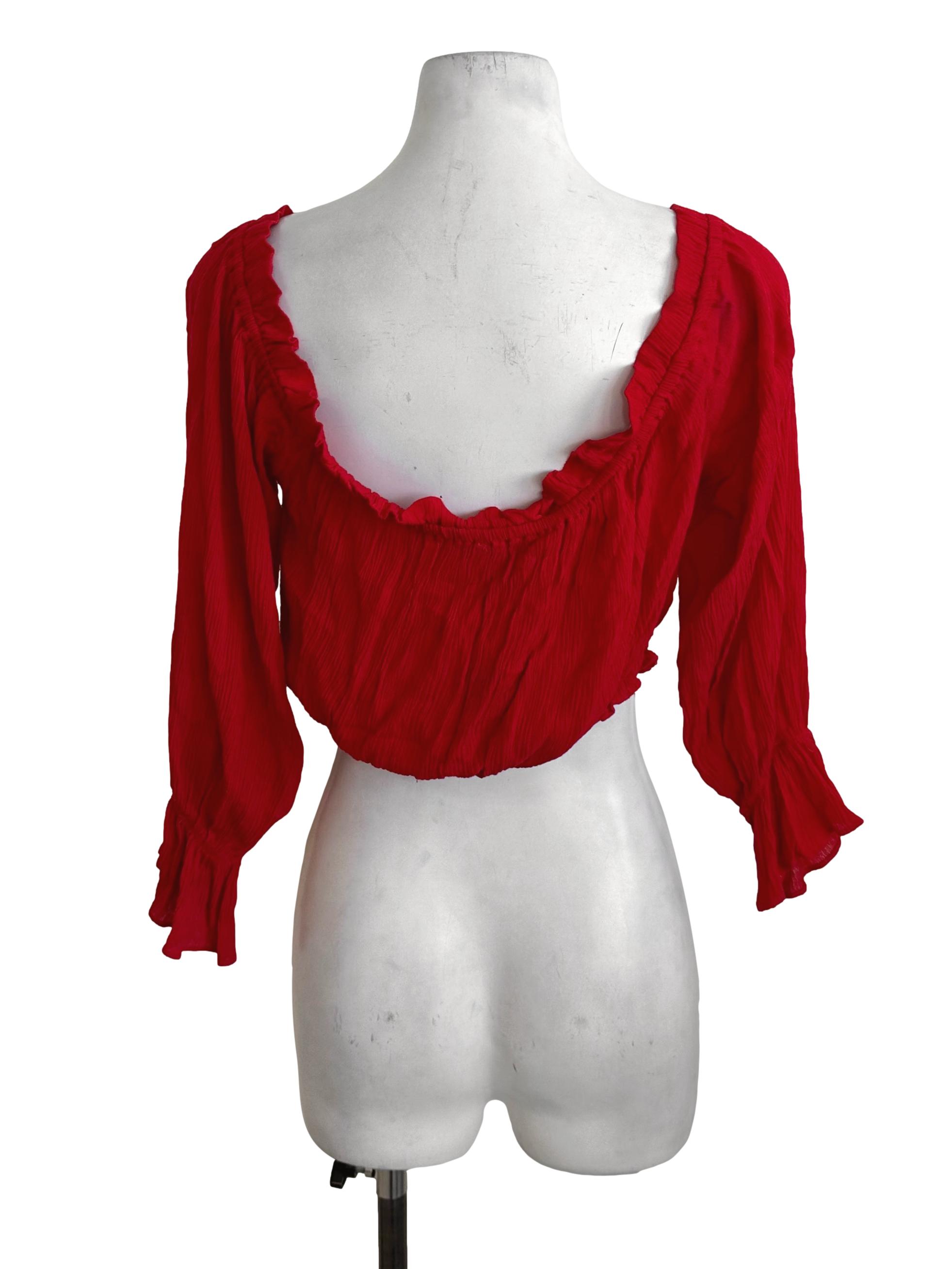 Sashay Red Long Sleeve Crop Top