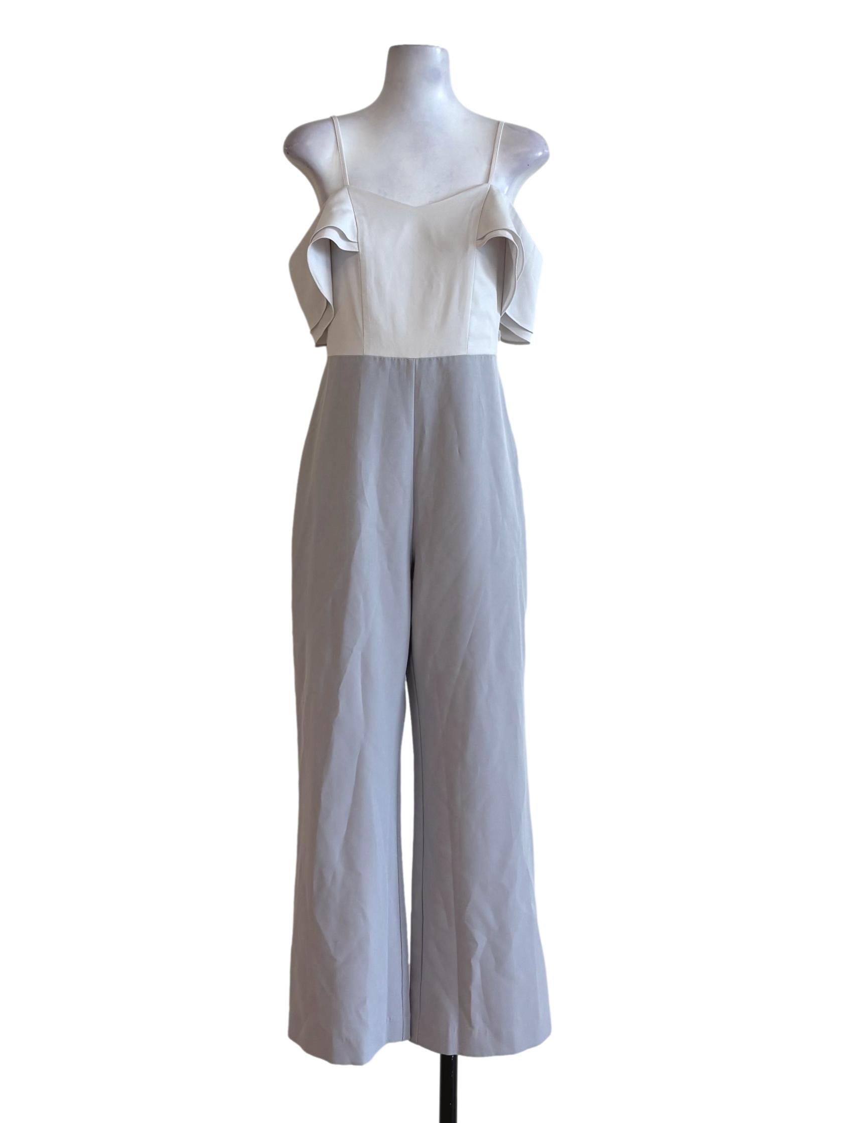 White Silver Grey Off Shoulder Jumpsuit