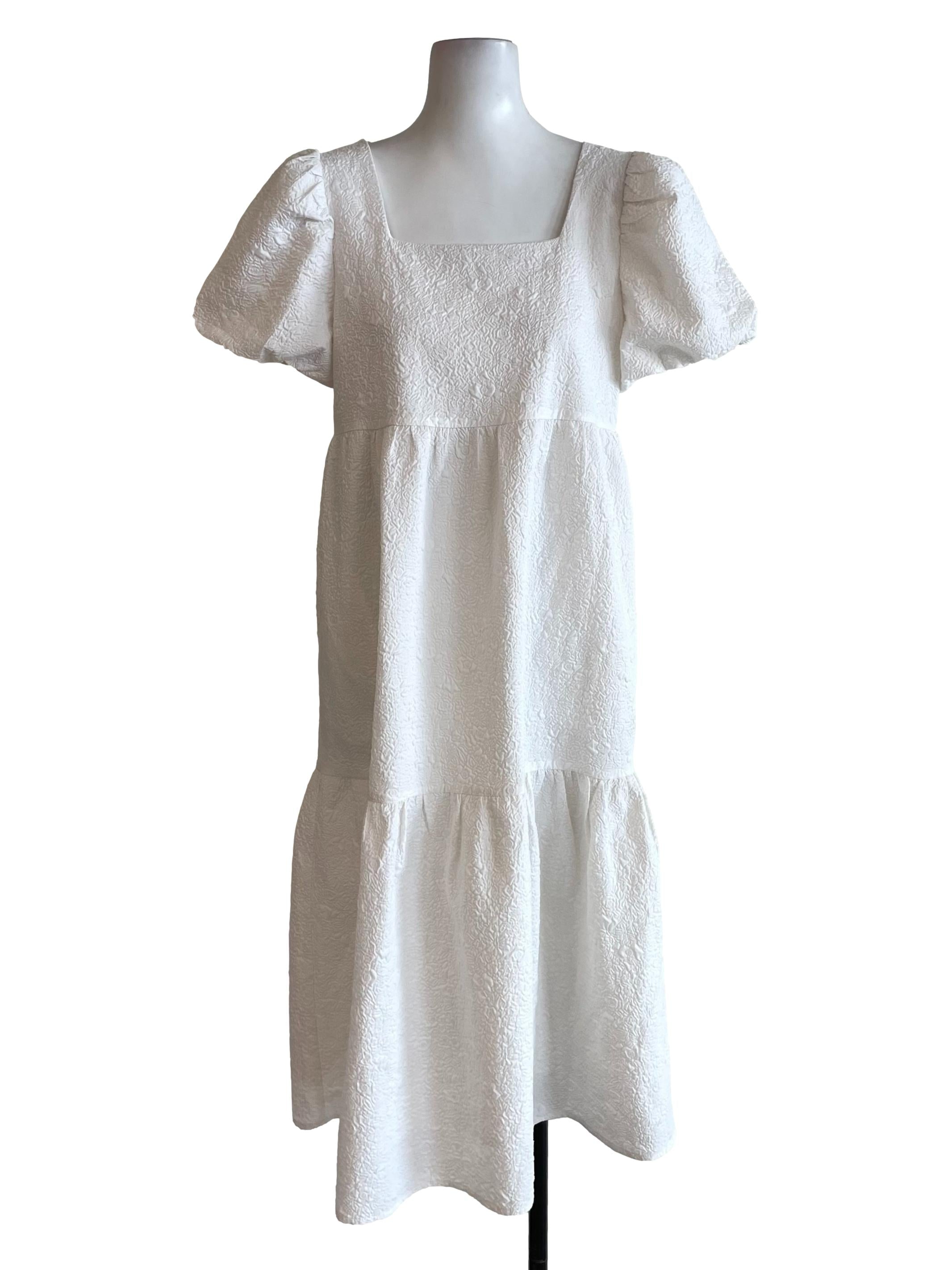 White Puffy Tiered Dress