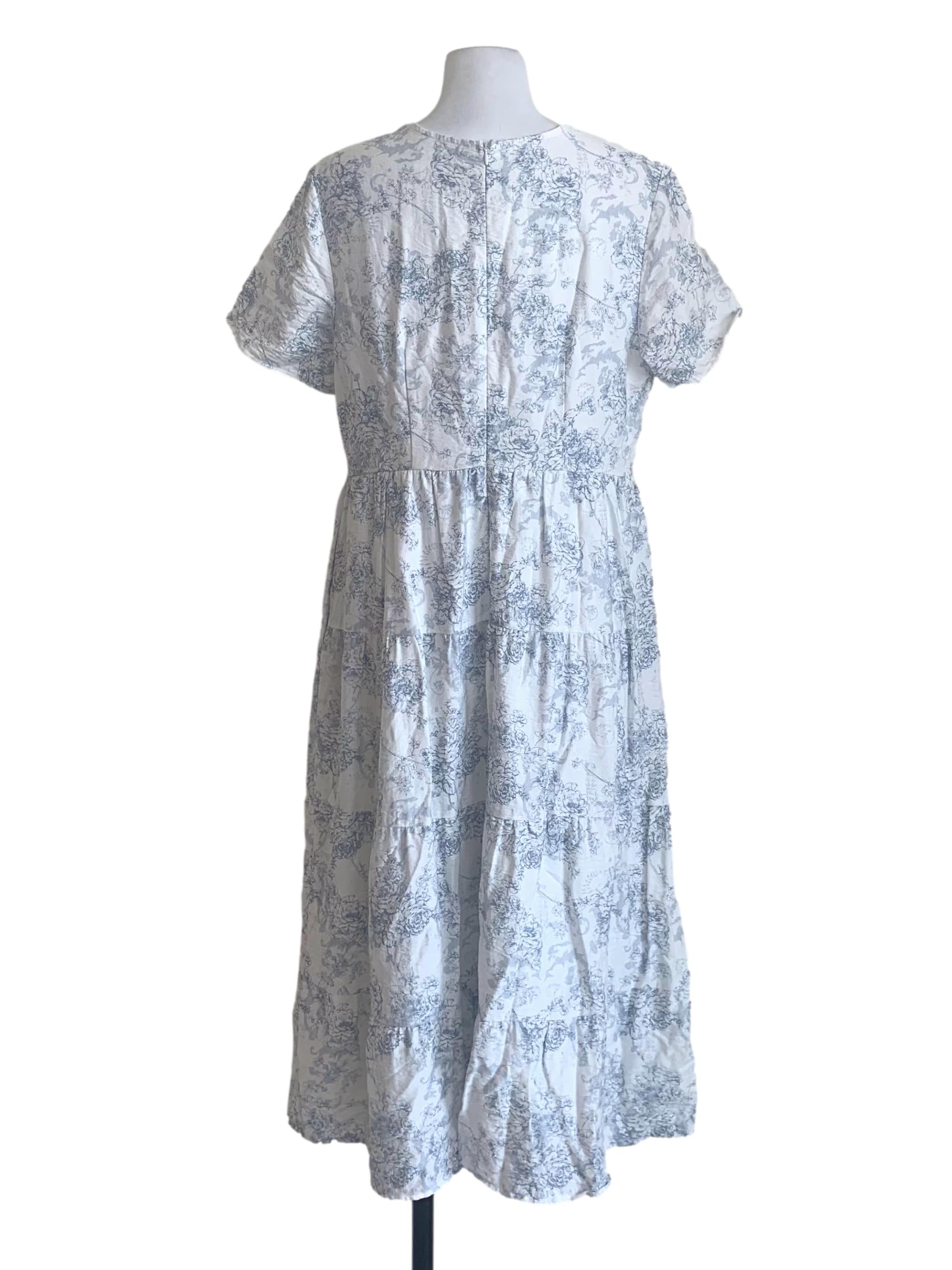 Daisy White Pattern Tiered Dress