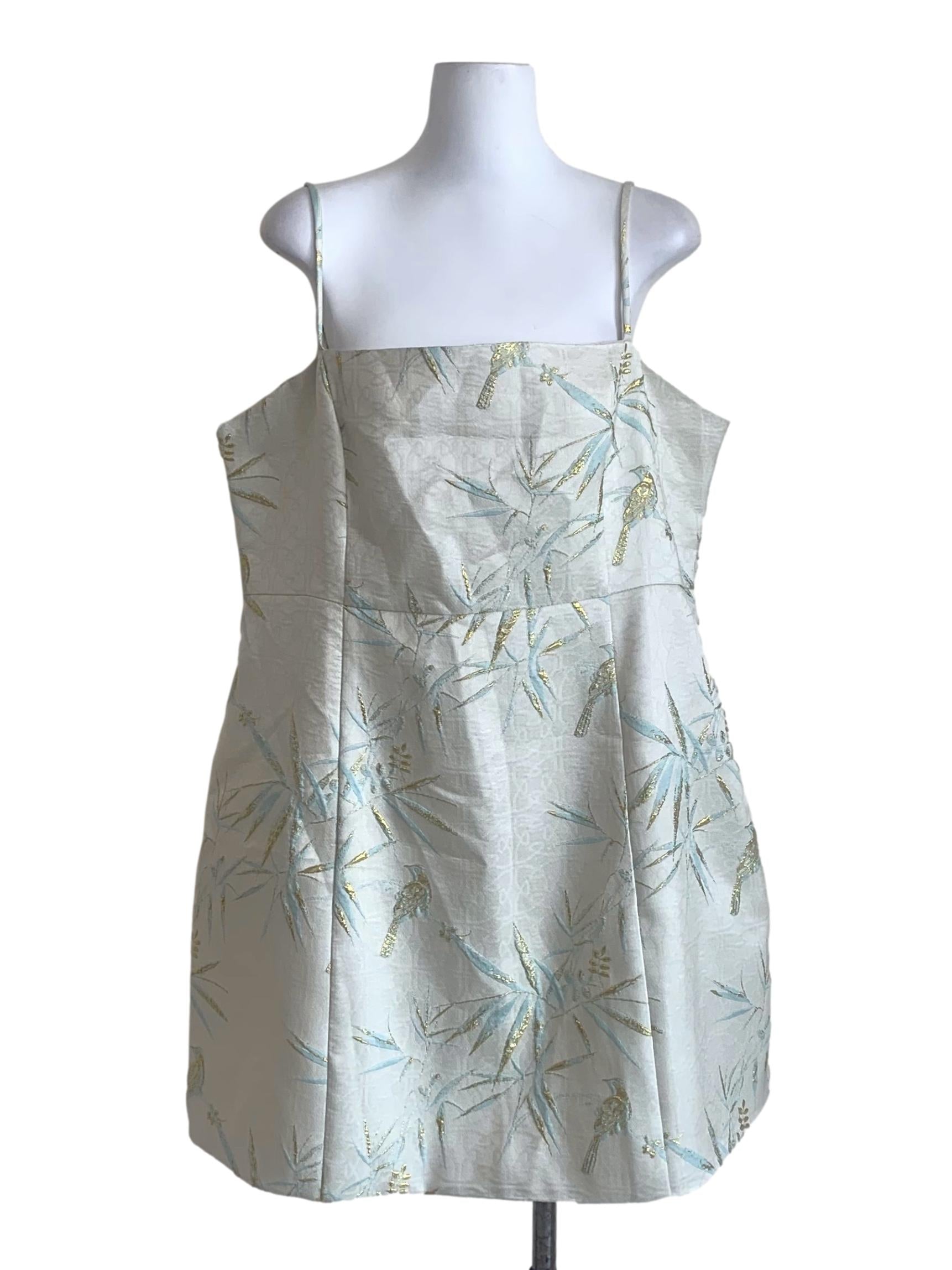 Pistachio Green Pattern Spaghetti Strap Dress