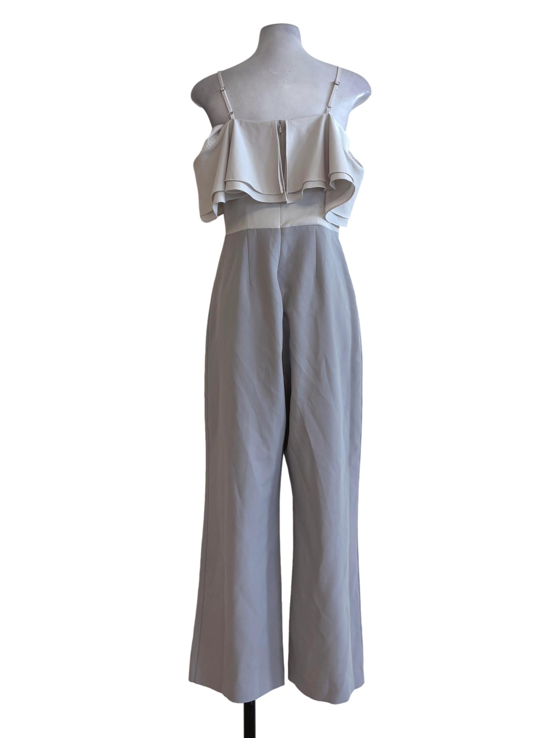 White Silver Grey Off Shoulder Jumpsuit