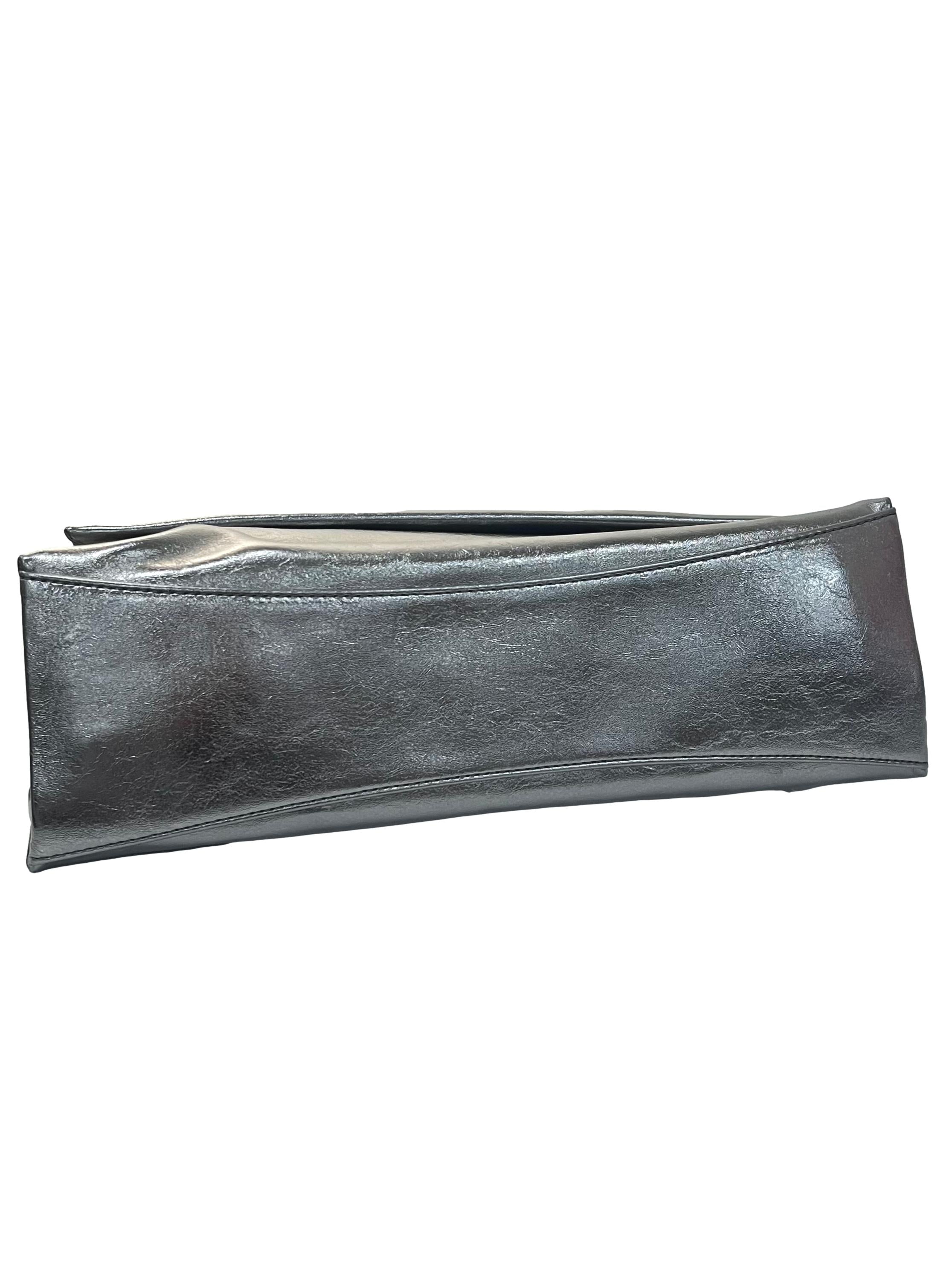 Silver Sianna Metallic Chain-Handle Shoulder Bag