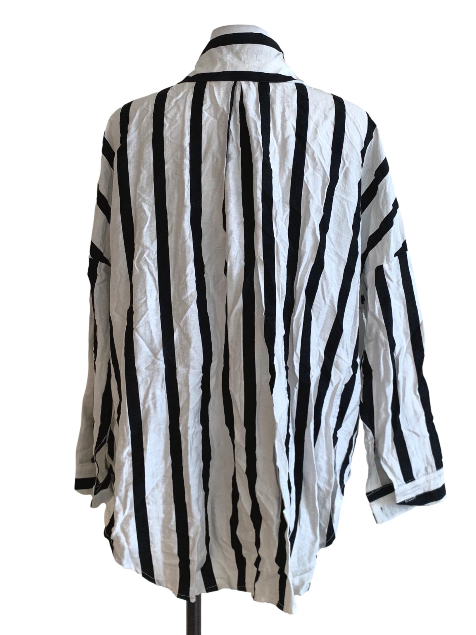 White Awning Stripe Button Down Shirt