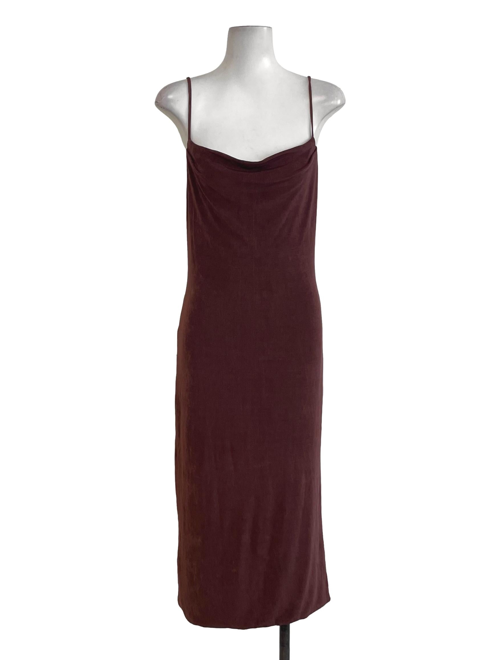 Brown Plain Slip Dress