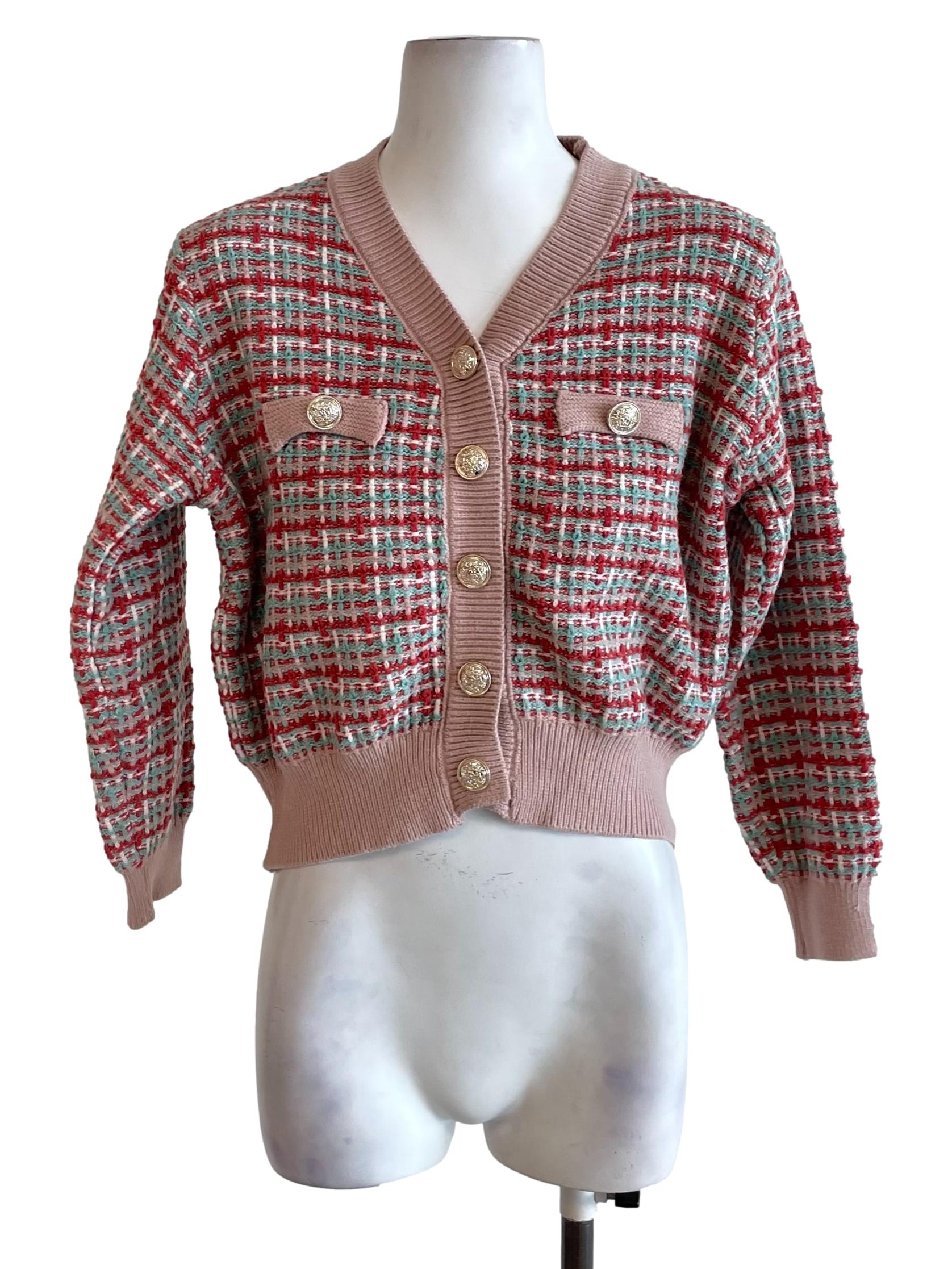 Cantaloupe Tweed Retro Cardigan