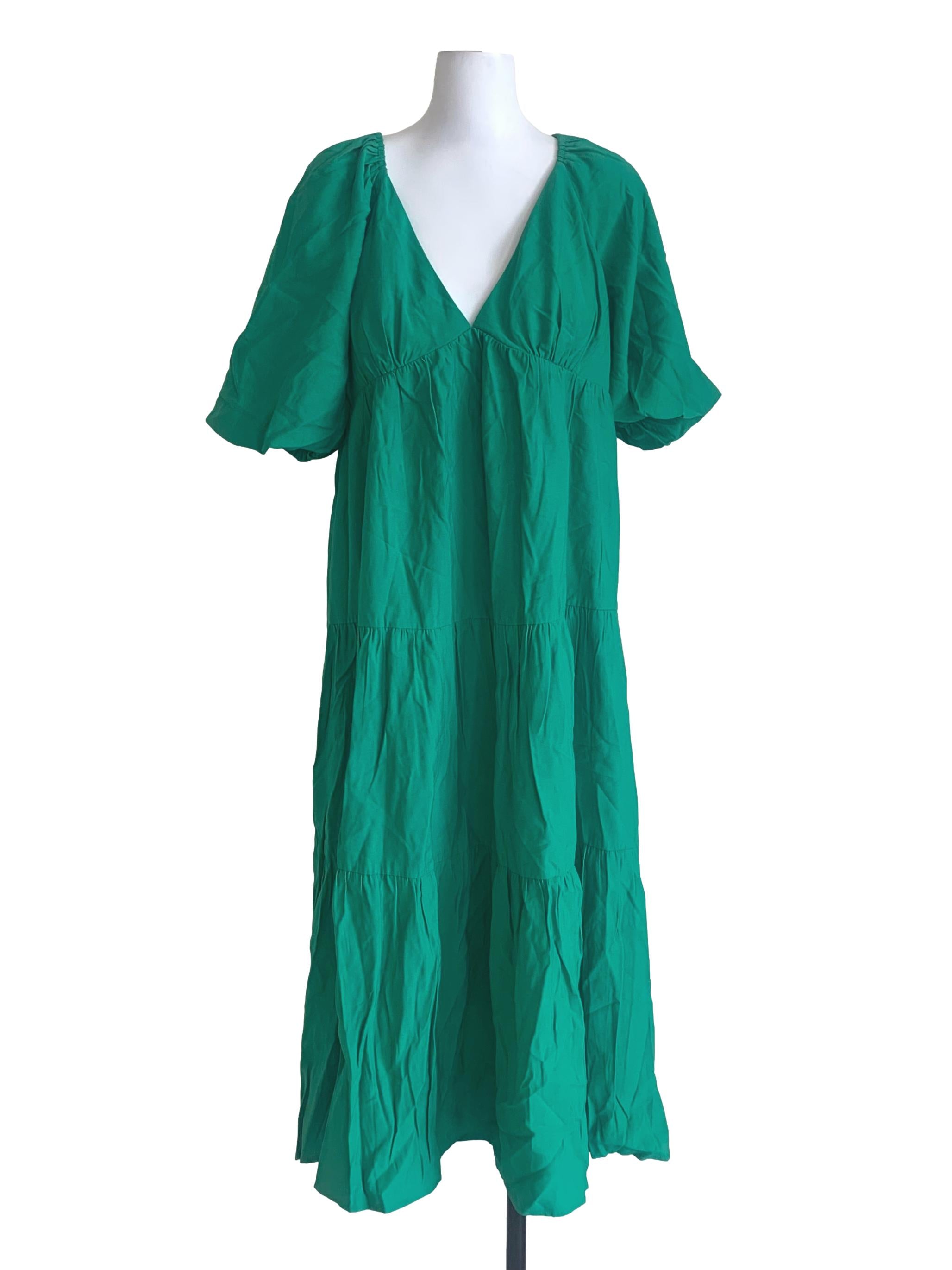 Fern Green Deep V Neck Dress LB