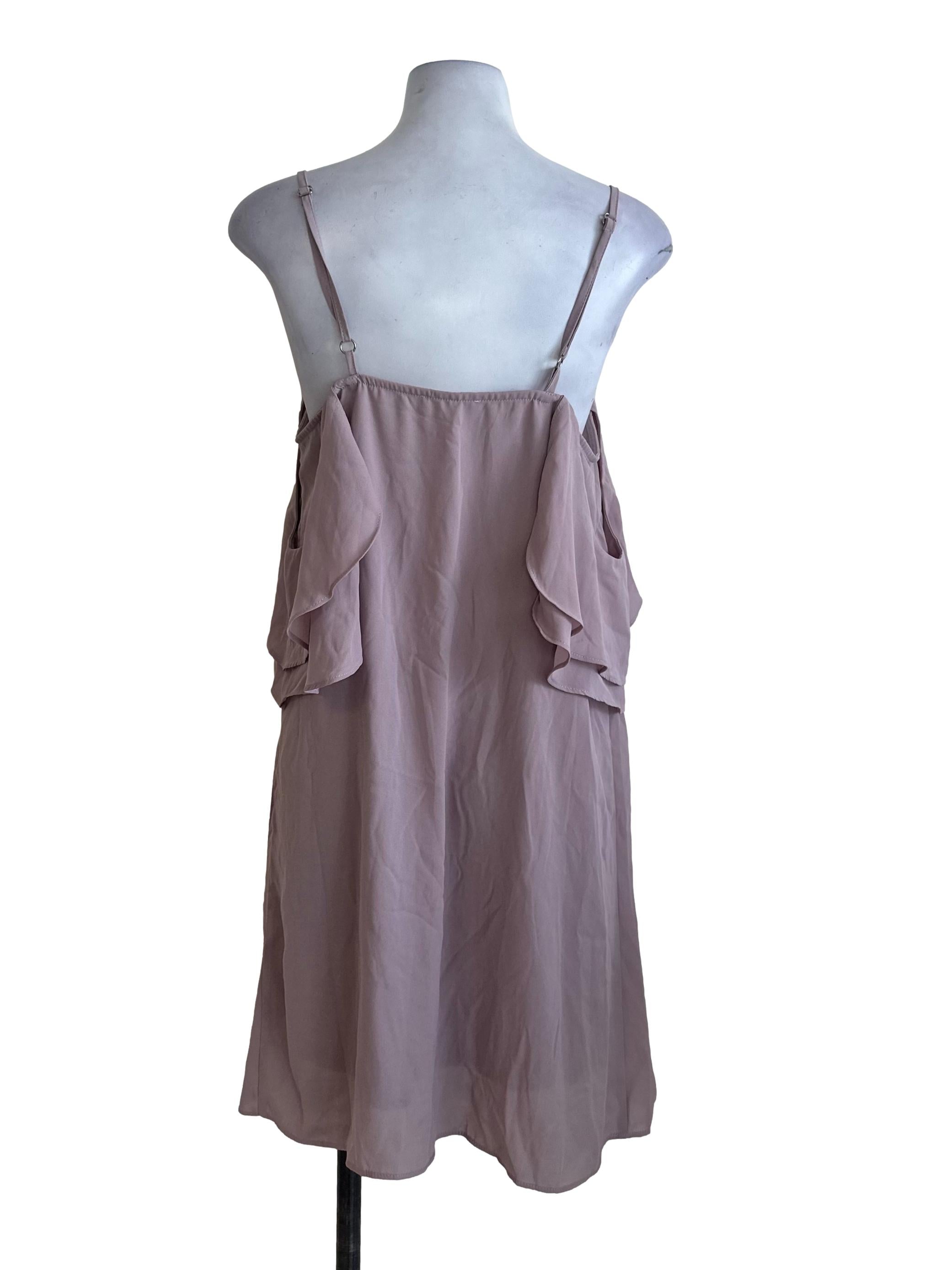 Dusty Purple Spaghetti Strap Off Shoulder Dress