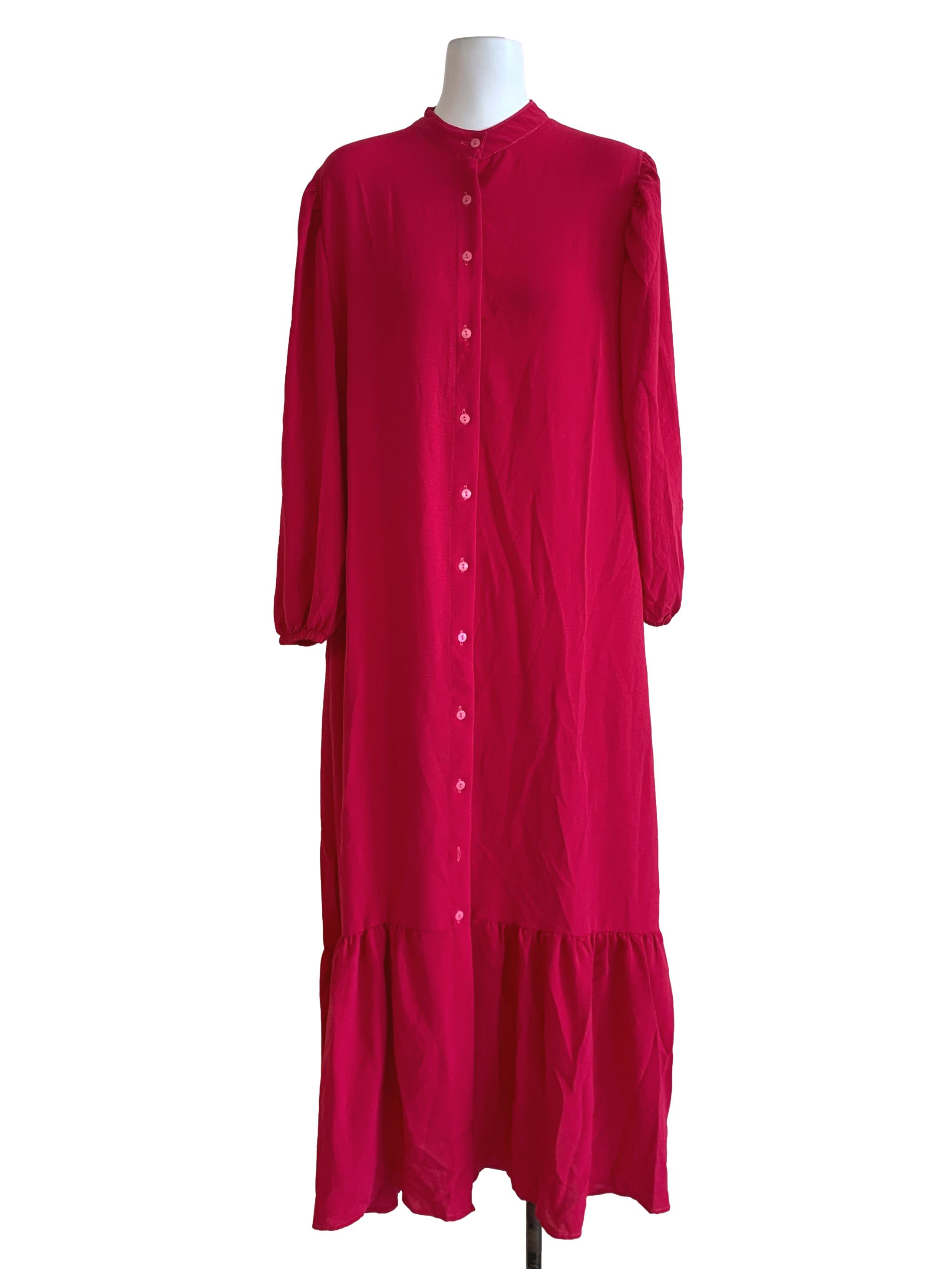 Fuschia Plain Shirt Dress